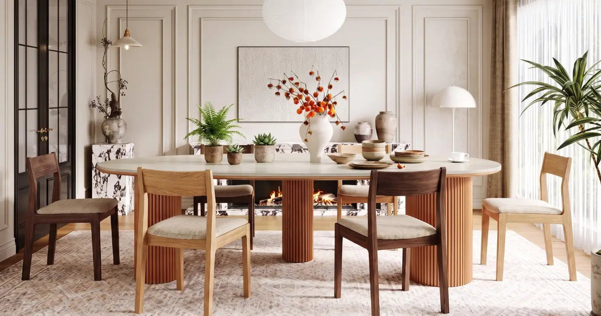 How to Style a Beige and Brown Sintered Stone Dining Table