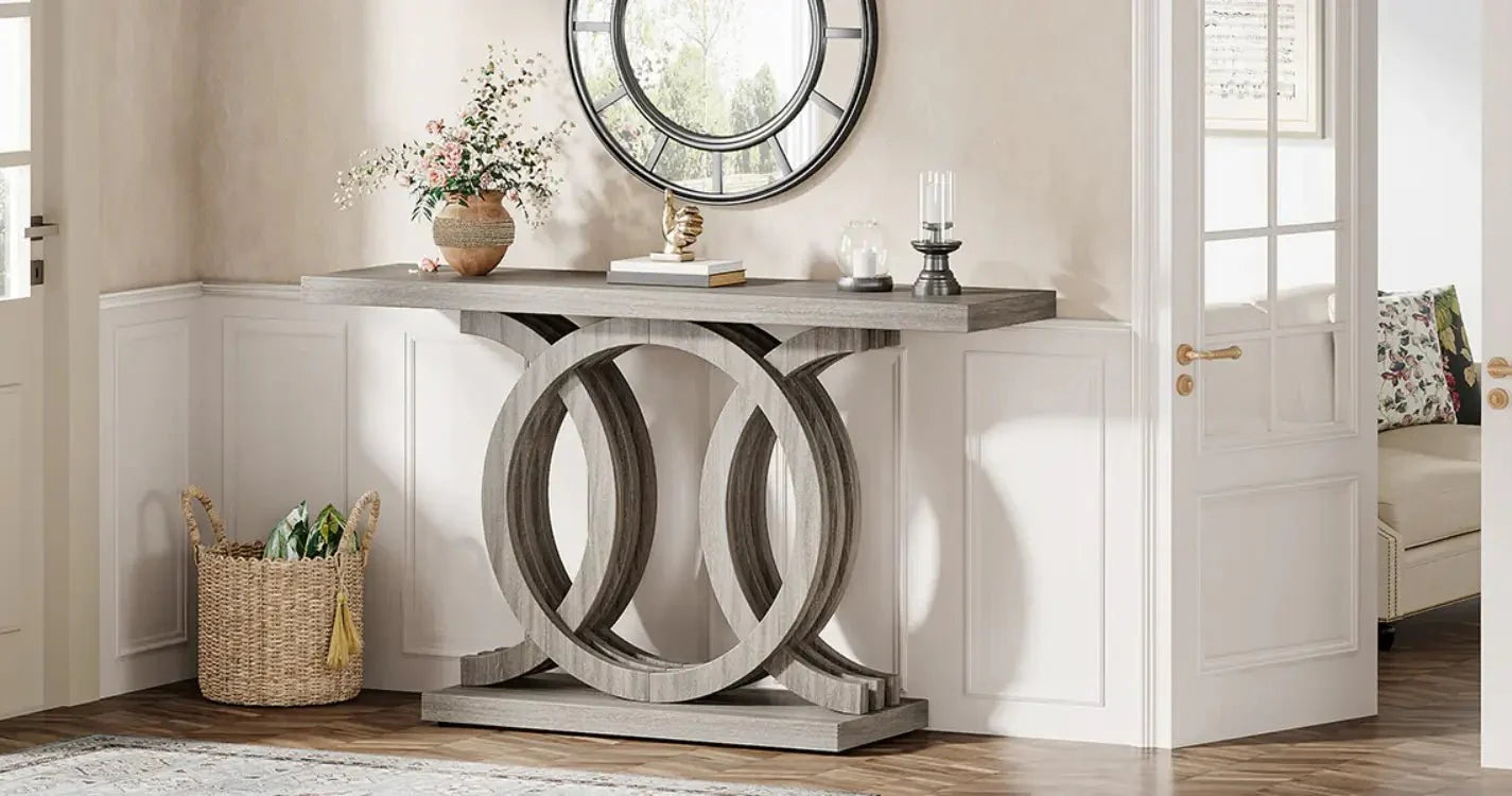 How to Install Tribesigns Console Table with Geometric Base?