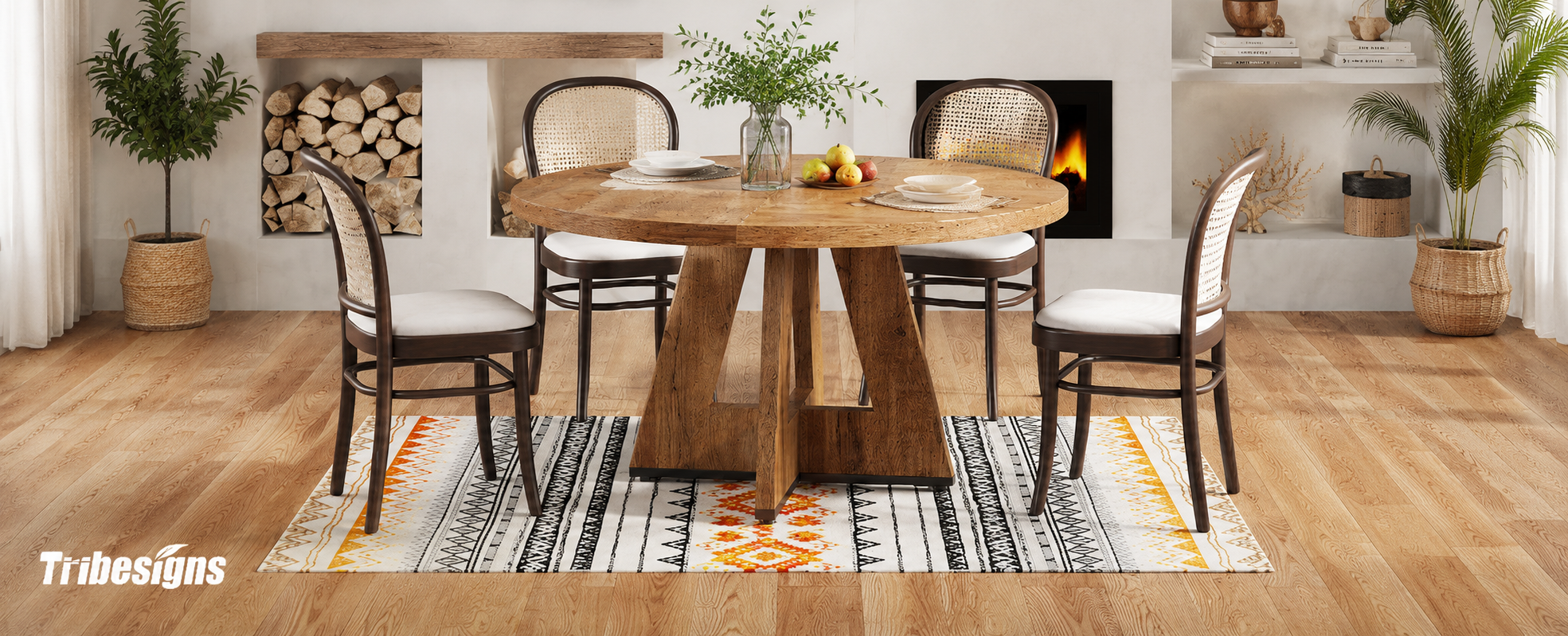 Tribesigns 47 Inch Round Farmhouse Dining Table: Rustic Design, Durable & Multi-Color Options