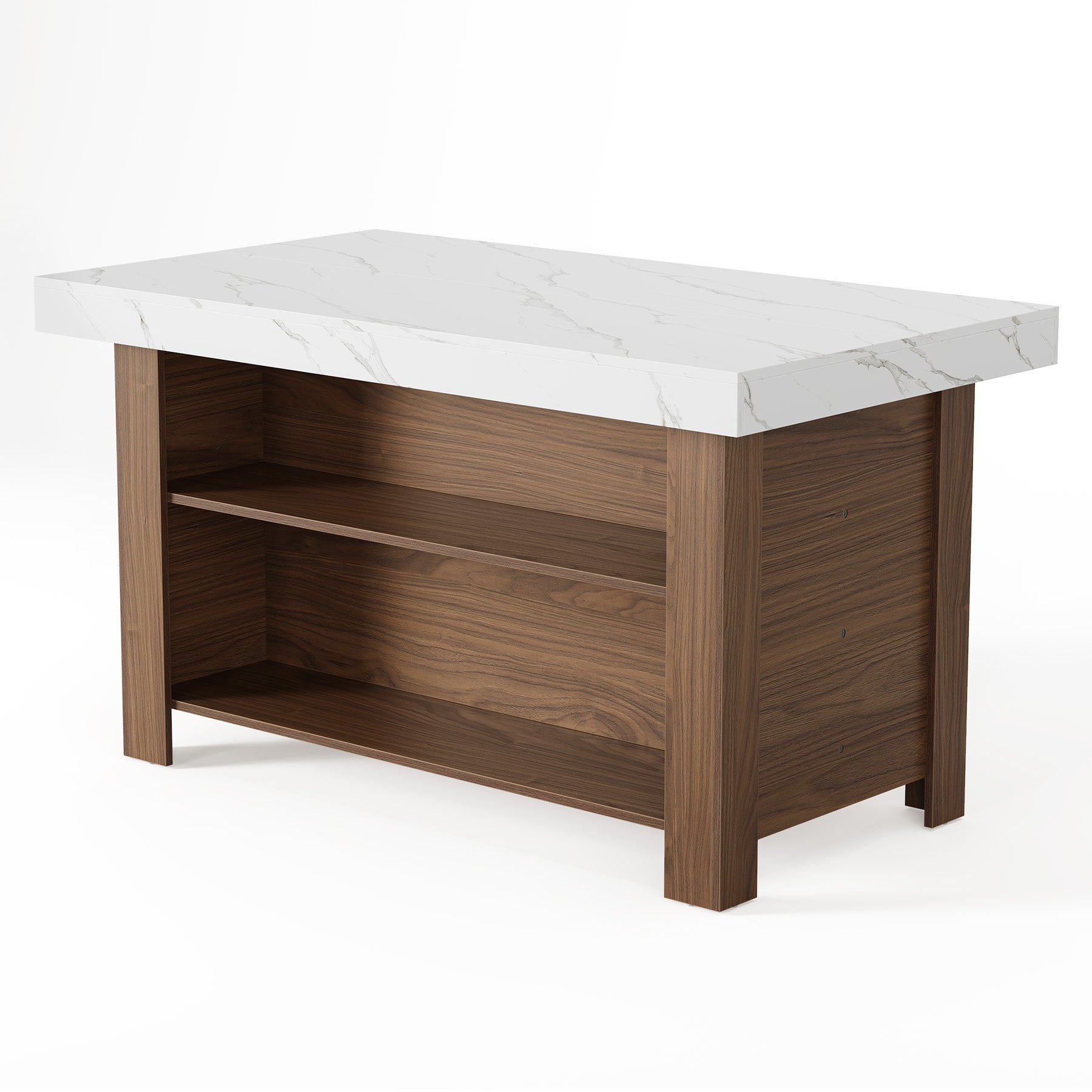 55" Kitchen Island, 3-Tier Island Table Counter Height Bar Table