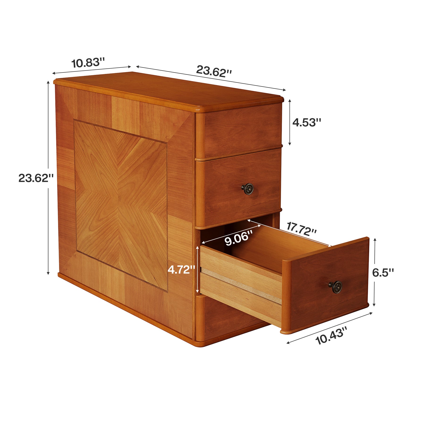 Narrow Side End Table Nightstand with 2 Drawers, No Assembly Required