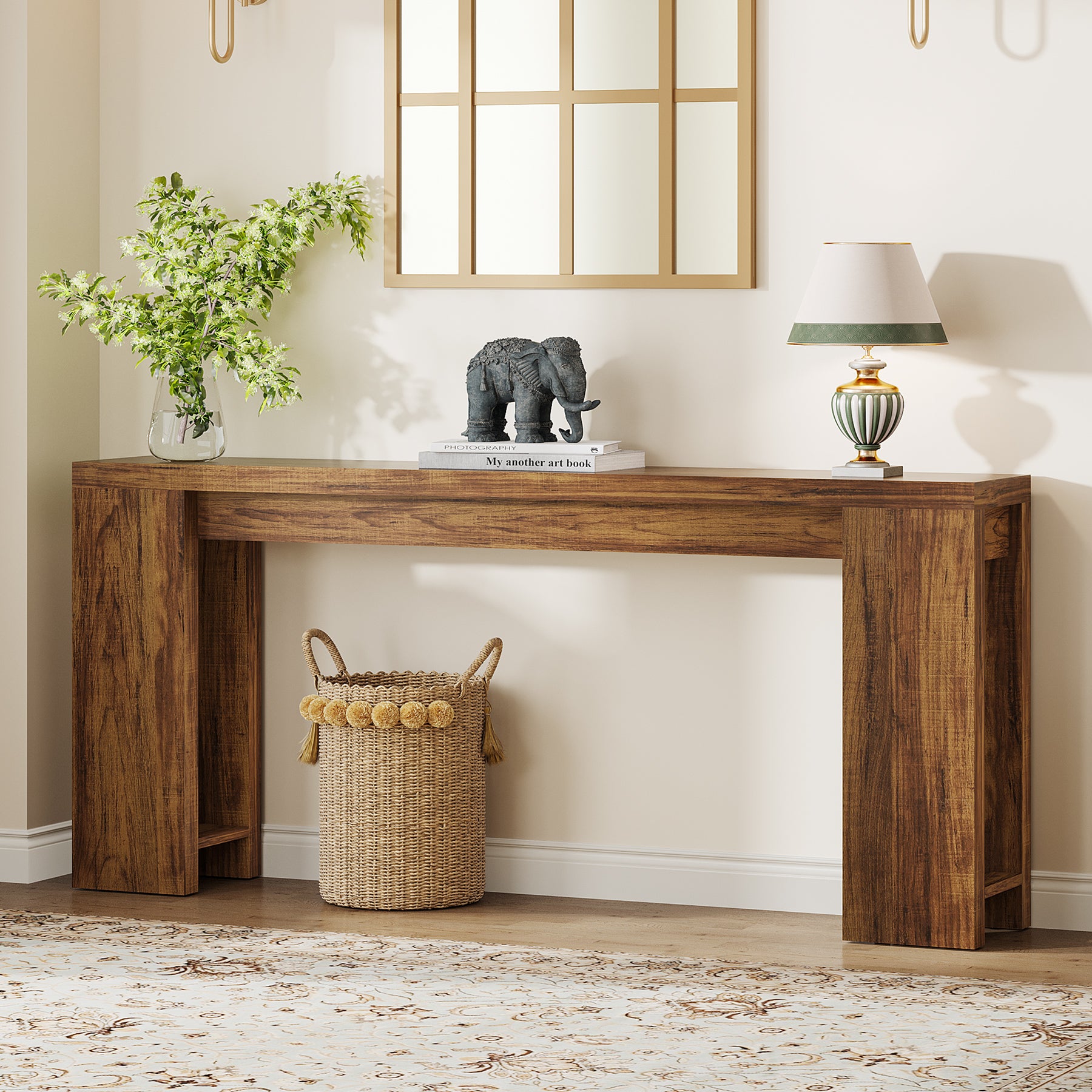 70.9" Extra Long Farmhouse Console Table, Narrow Sofa Table for Entryway
