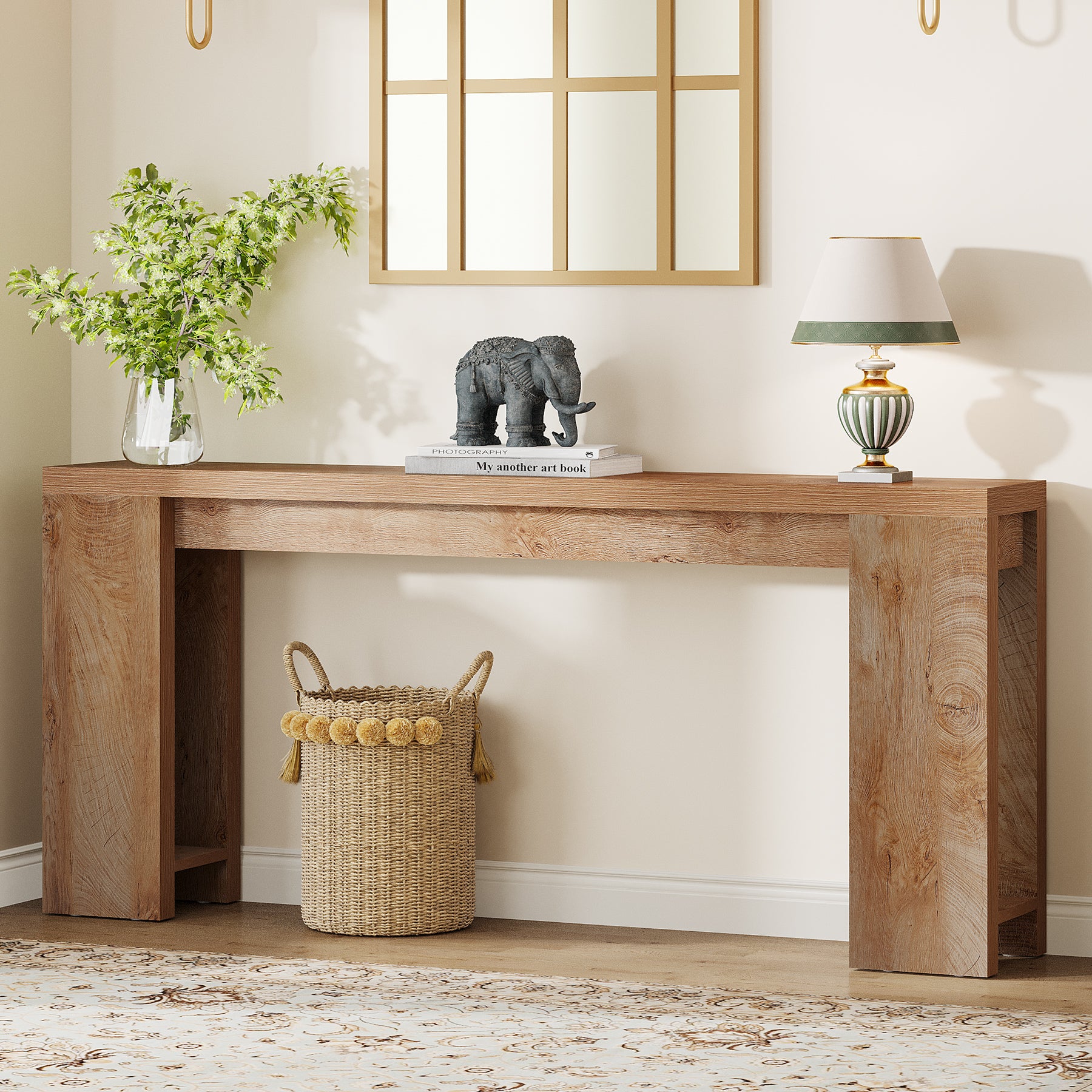 70.9" Extra Long Farmhouse Console Table, Narrow Sofa Table for Entryway
