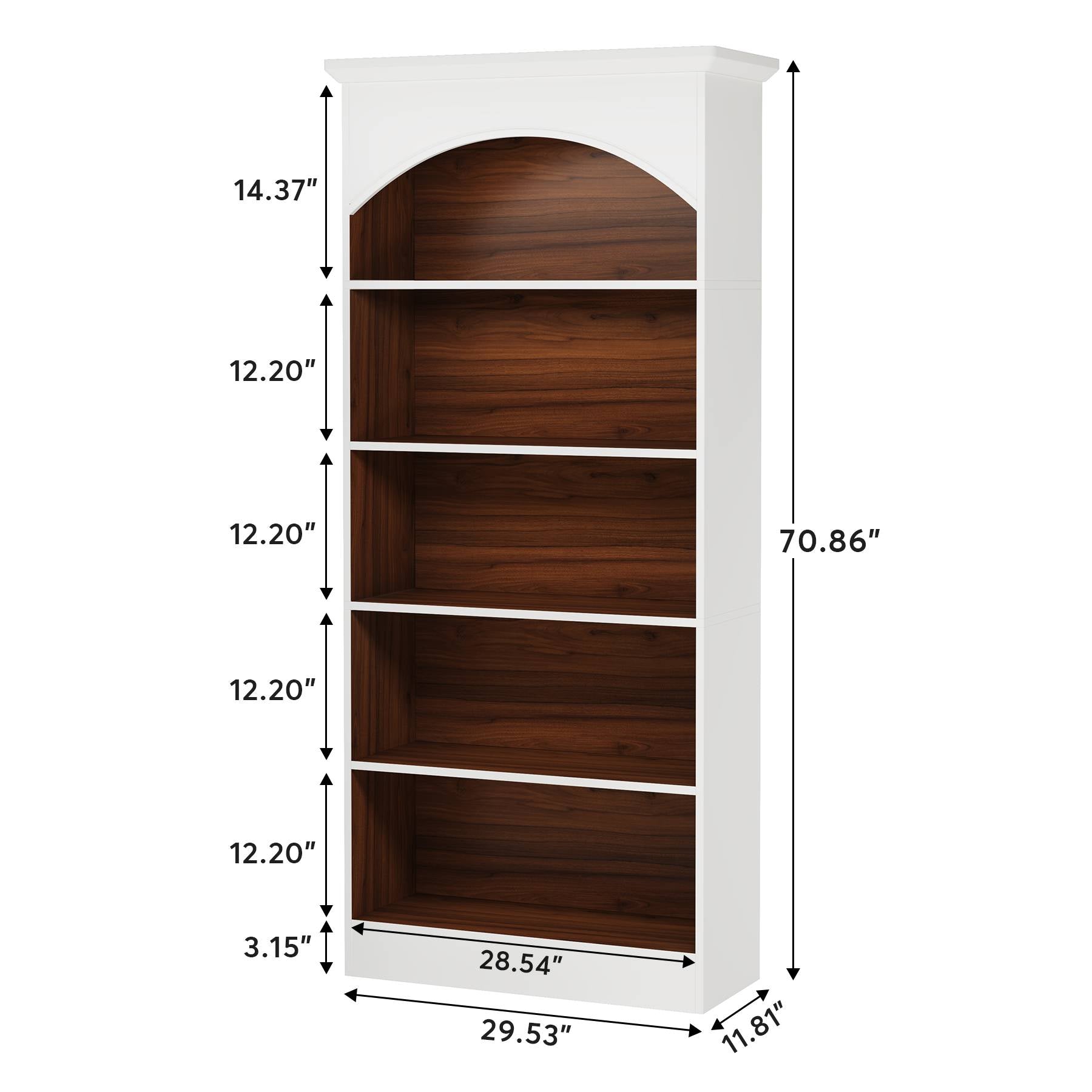5-Shelf Bookcase, 70.9" Tall Bookshelf with Storage Shelves