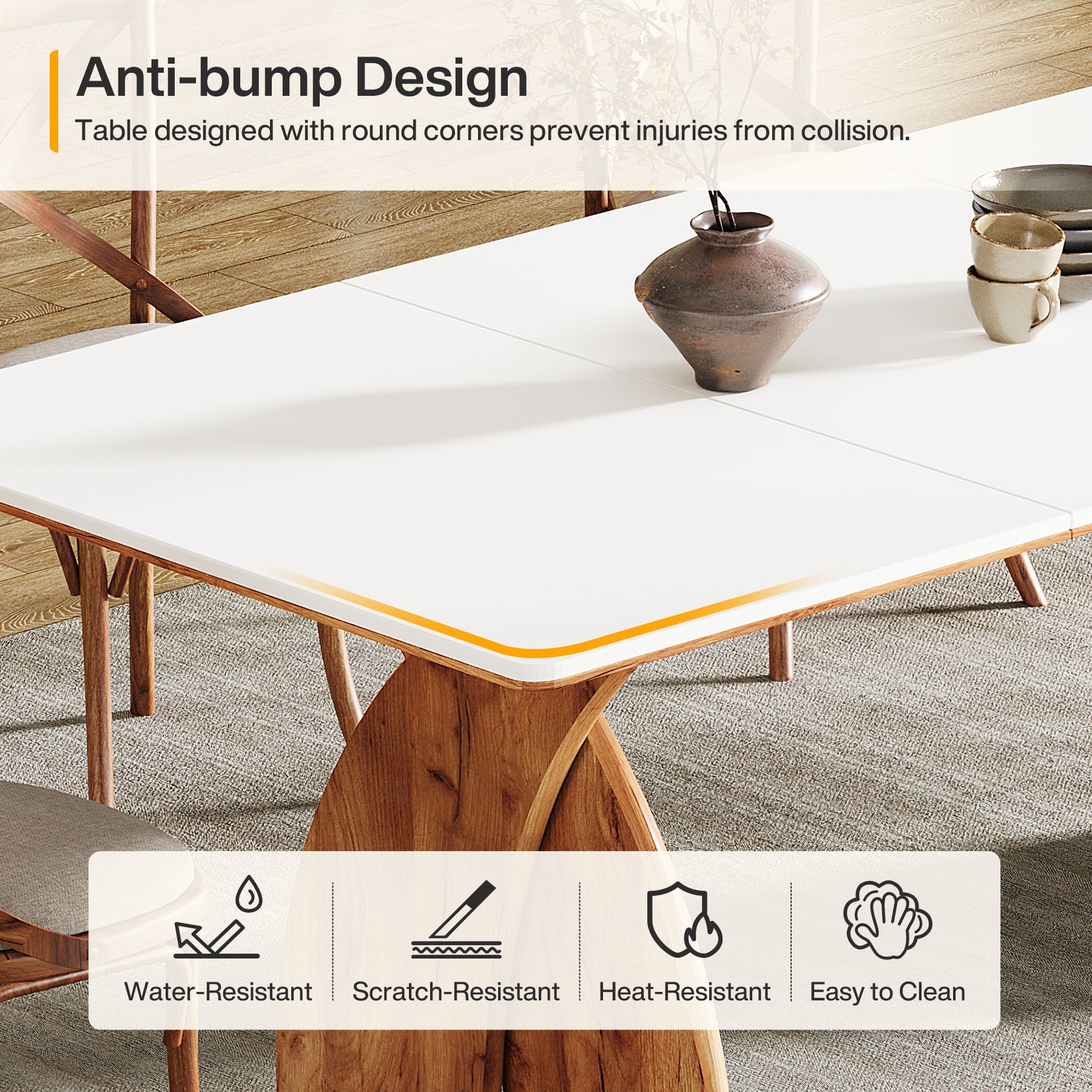 63" Dining Table for 6, Modern Kitchen Table with Heavy Duty Legs for Dining Room