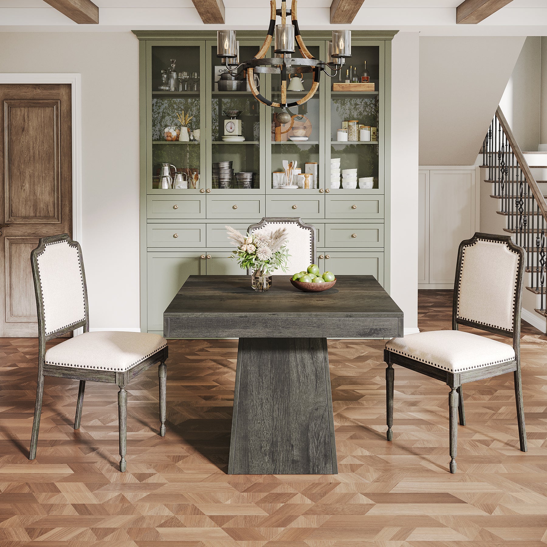 31.5" Square Dining Table, Small Farmhouse Kitchen Dinner Table for 4 People