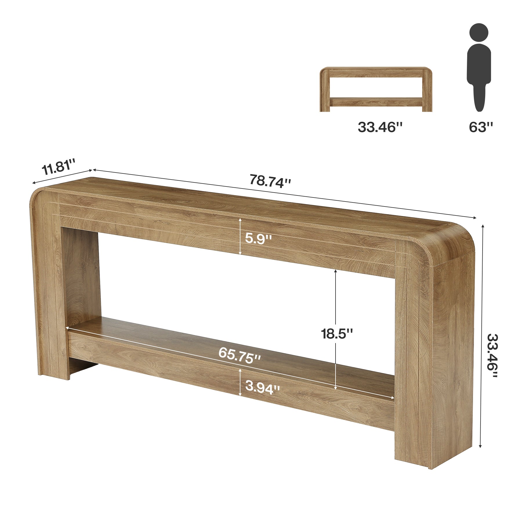 78.74" Extra Long Console Table with Storage