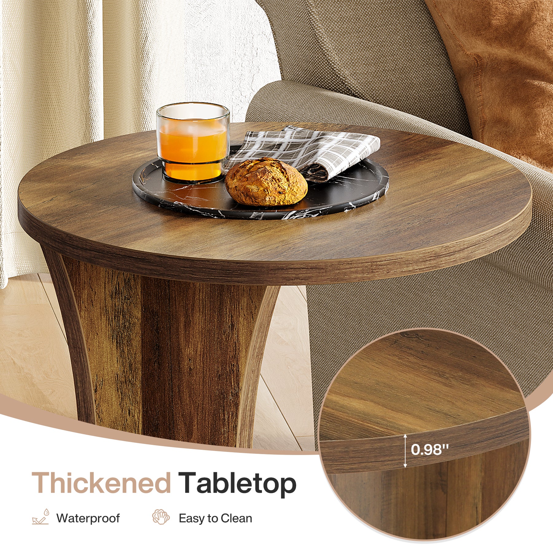 C-Shaped Nightstand, 2-Tier Bedside Table with Storage for Bedroom