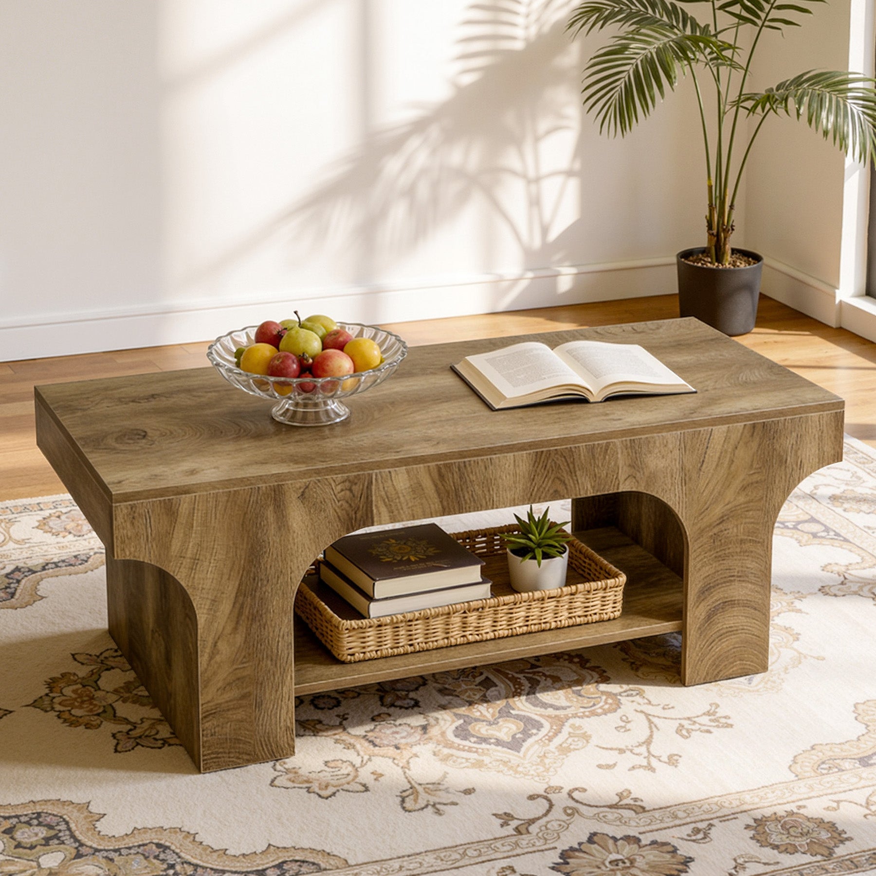 Tribesigns 47.24" Coffee Table, 2-Tier Farmhouse Center Table for Living Room