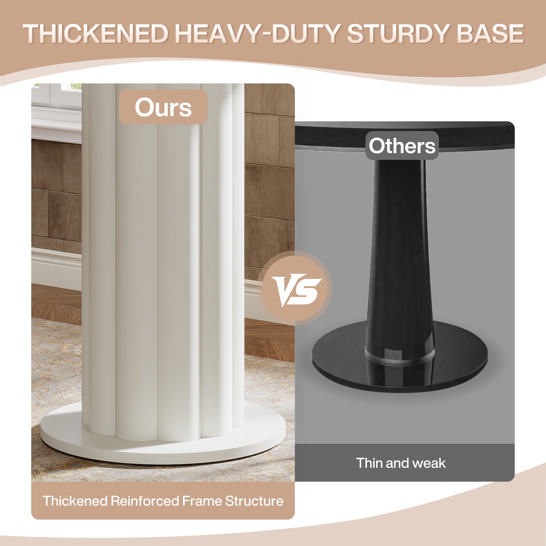 Round Bar Table, 30" Pub Table with Column Fluted Ribbed Leg Base