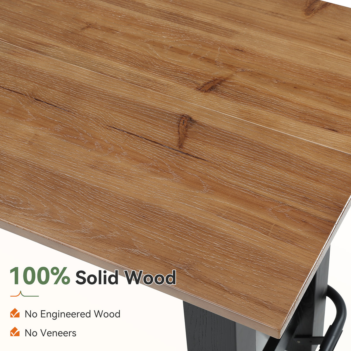 59" Solid Wood Bar Table, Rectangular Pub Table Seats 4 with Metal Footrest for Home Bar
