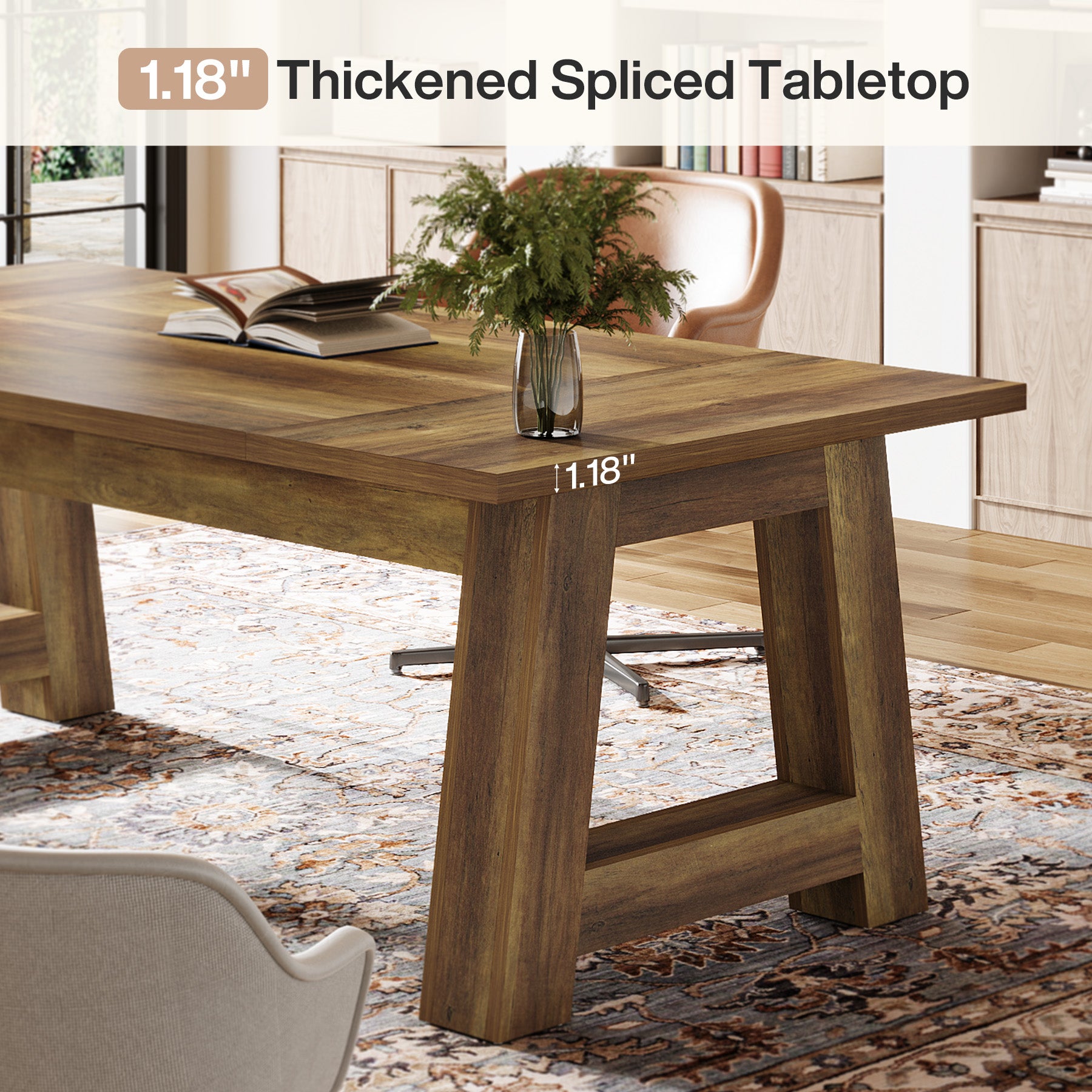 62.6" Executive Desk, Large Office Computer Desk with Thickened Frame
