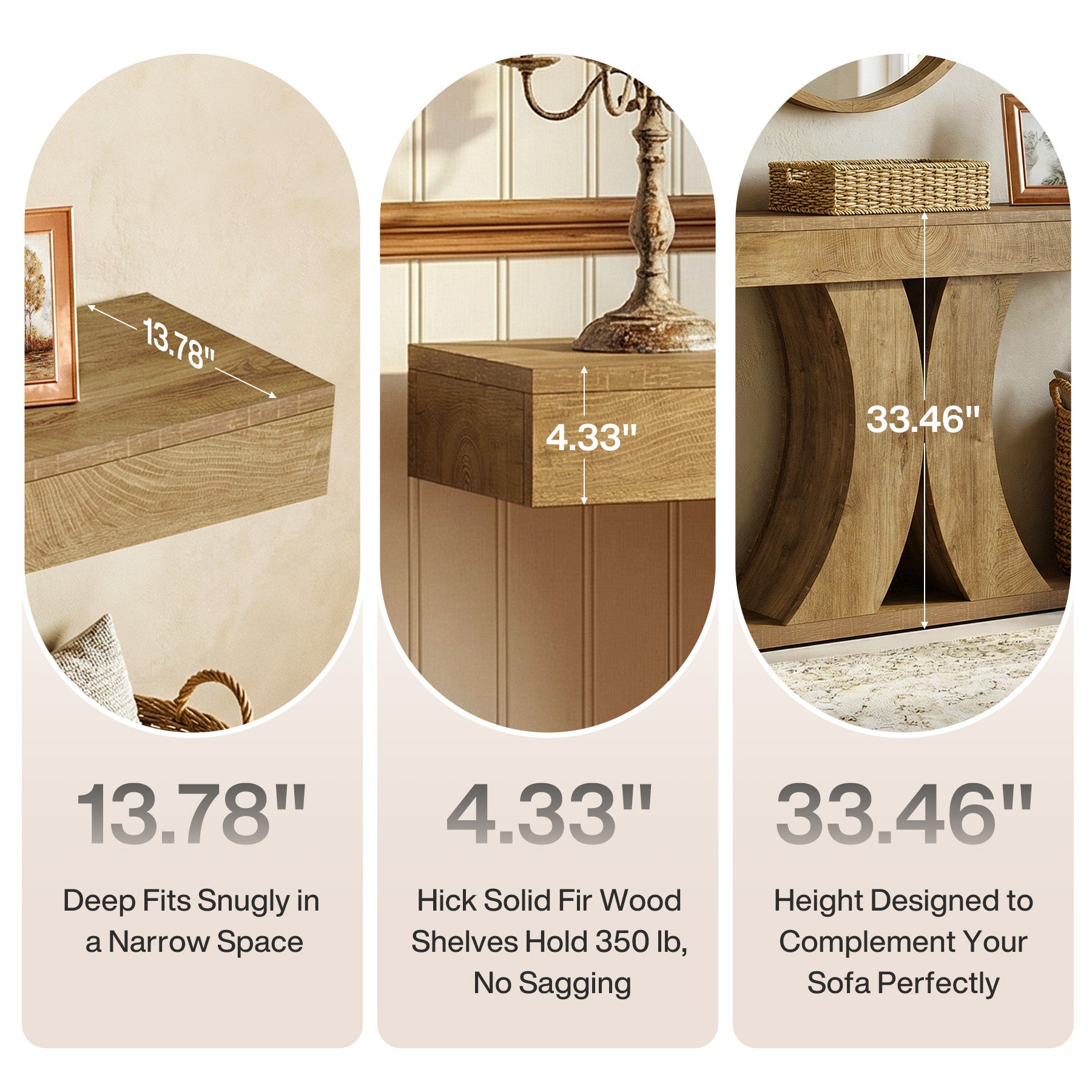 59" Narrow Farmhouse Console Table, Wooden Sofa Table with X-Frame Base for Entryway, Hallway, or Behind Couch