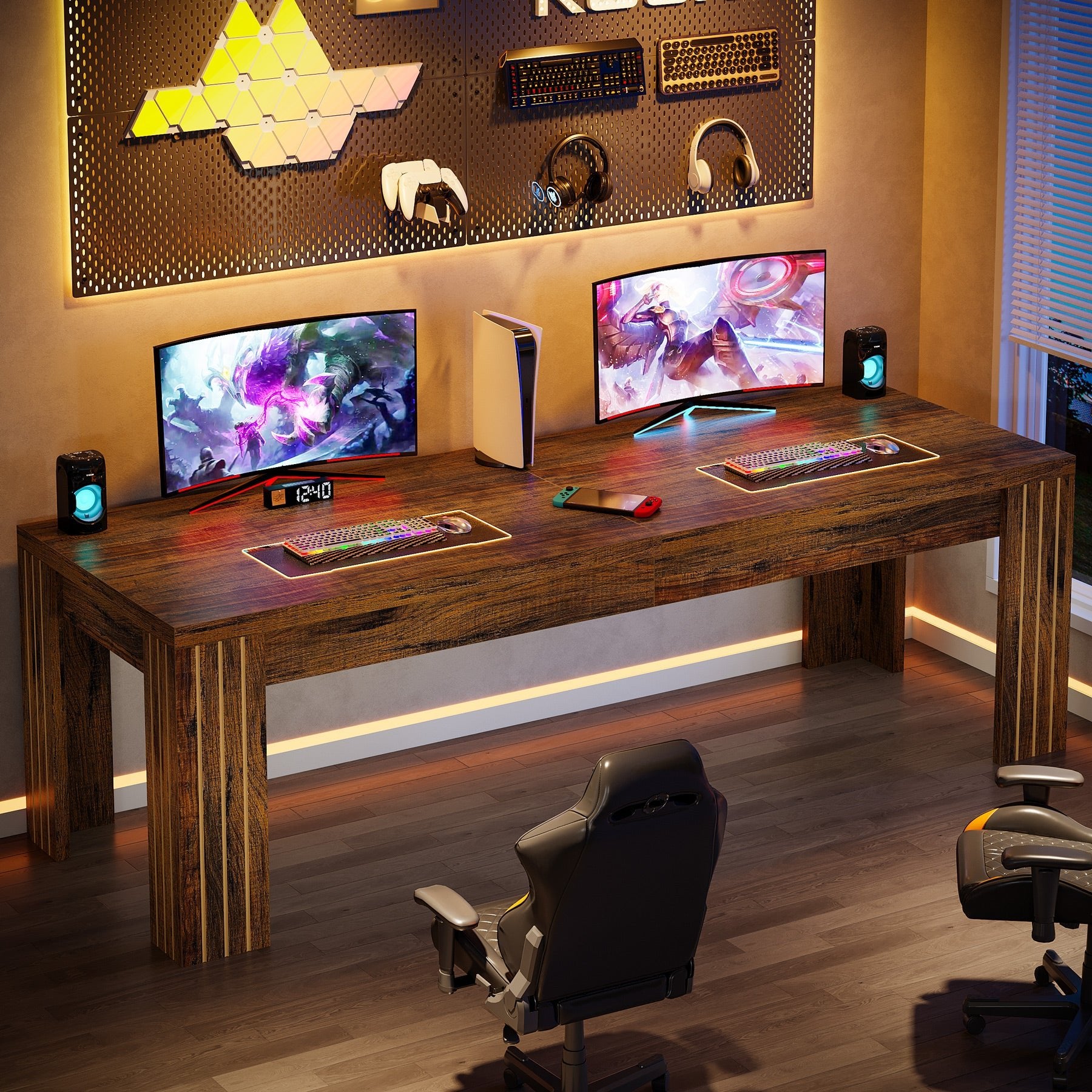 78.7" Two Person Desk, Large Double Computer Table Workstation for Home Office