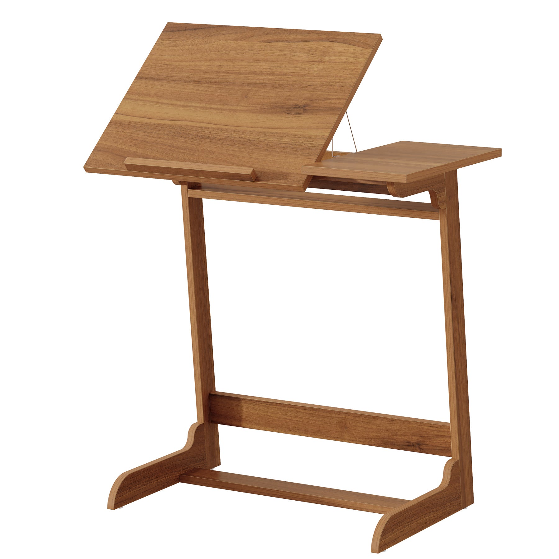 C-Shaped End Table, 25" Side Table With Tiltable Board For Living Room