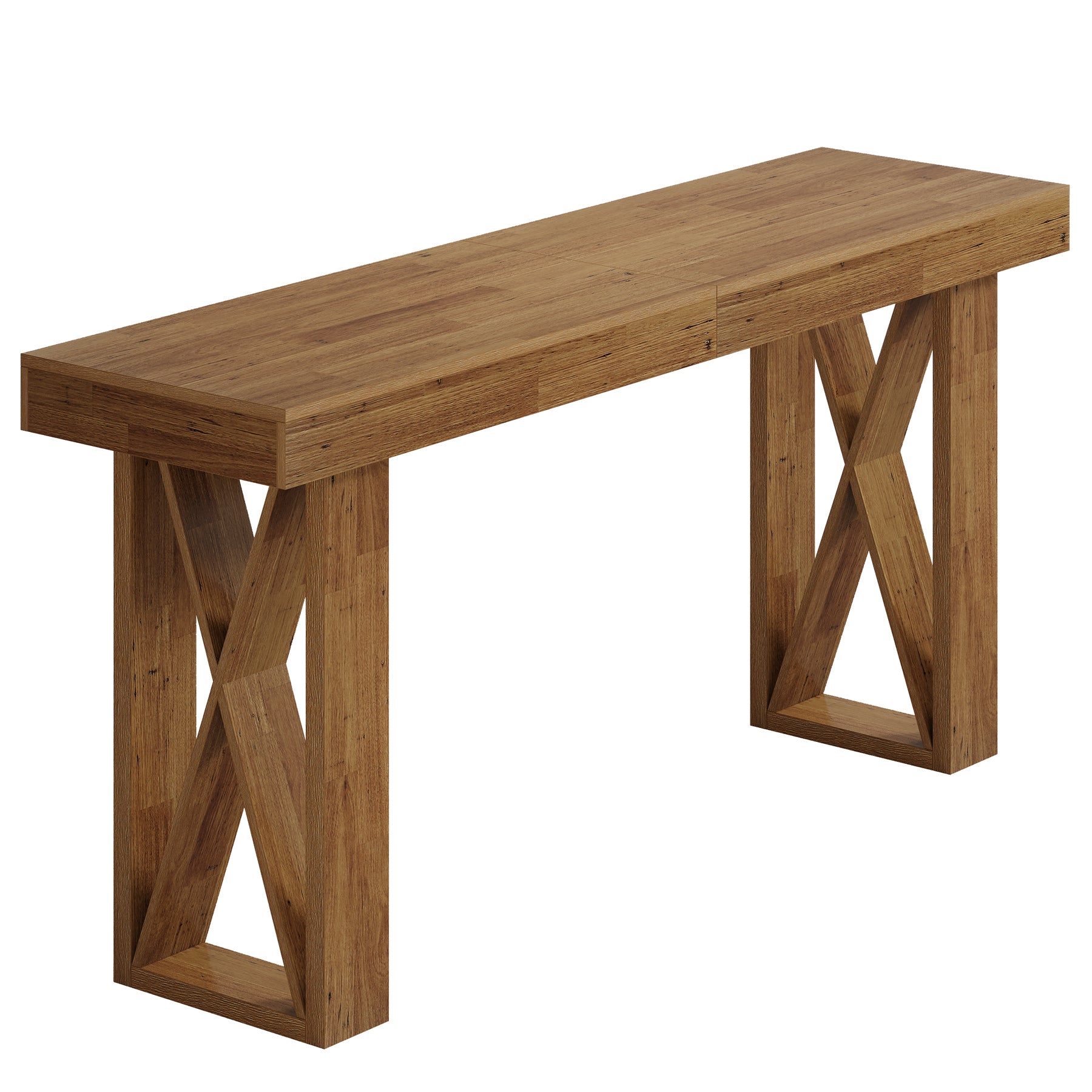 63" Bar Table, Rectangular Counter Height Pub Table with X-Shaped Frame