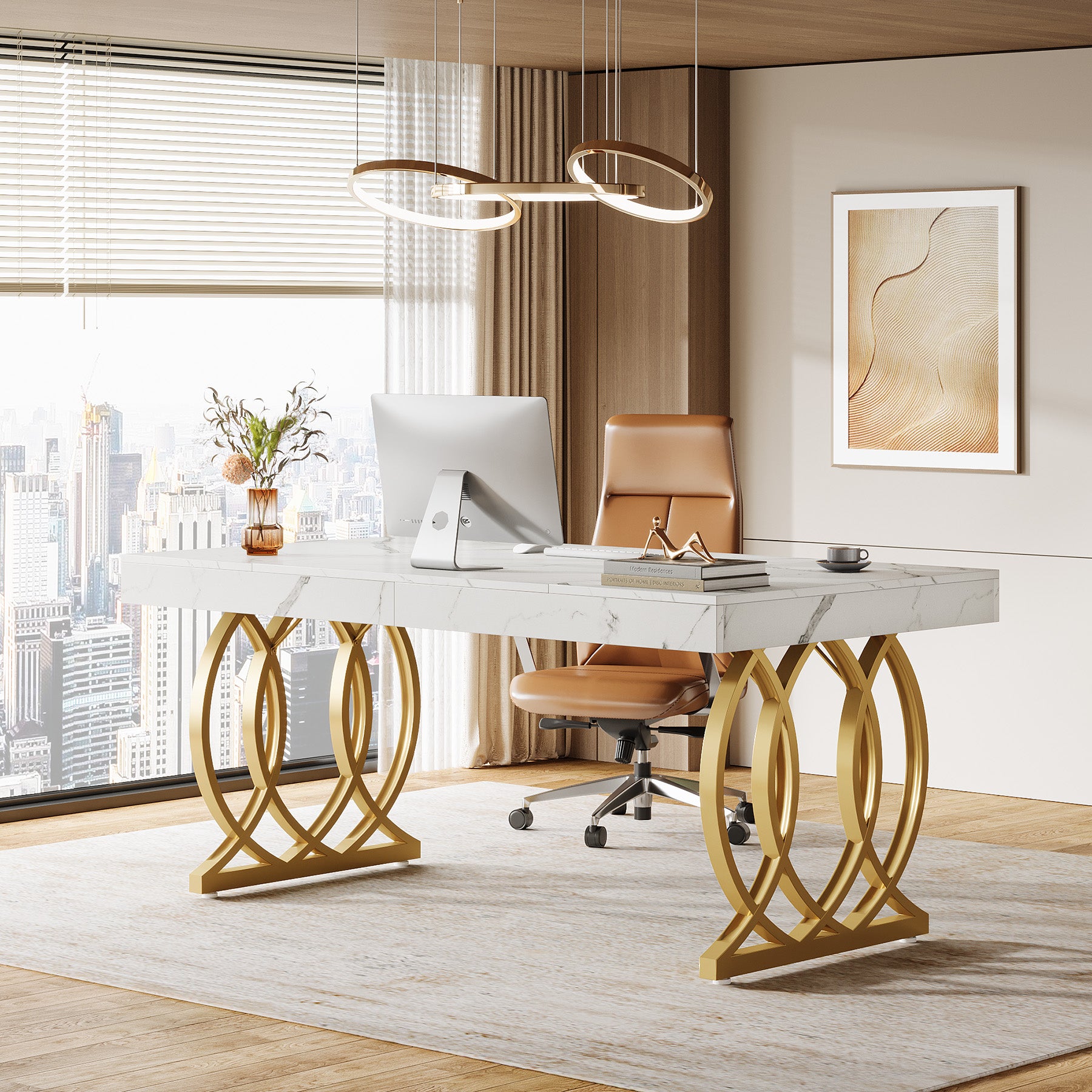 63" Executive Desk, Modern Office Computer Desk with Luxury Design