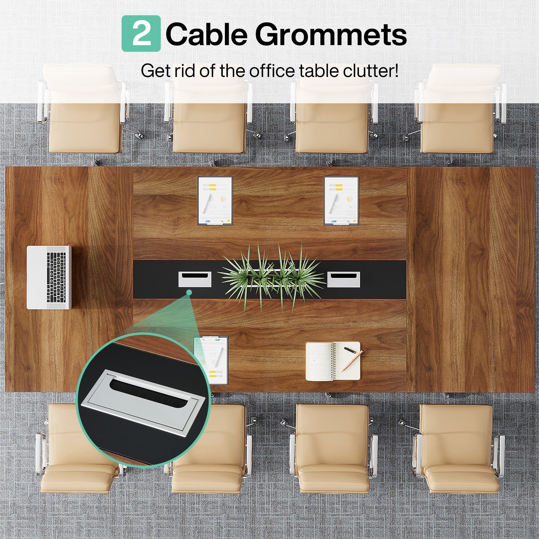 8FT Conference Table, 94.49" Large Meeting Table for 10 People