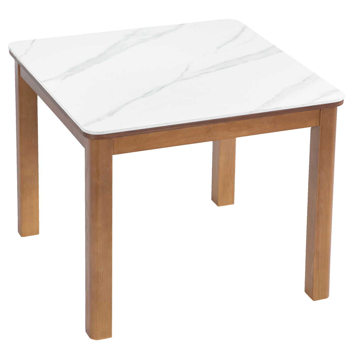 35.4" Square Sintered Stone Dining Table with Rubberwood Legs for 2-4 People