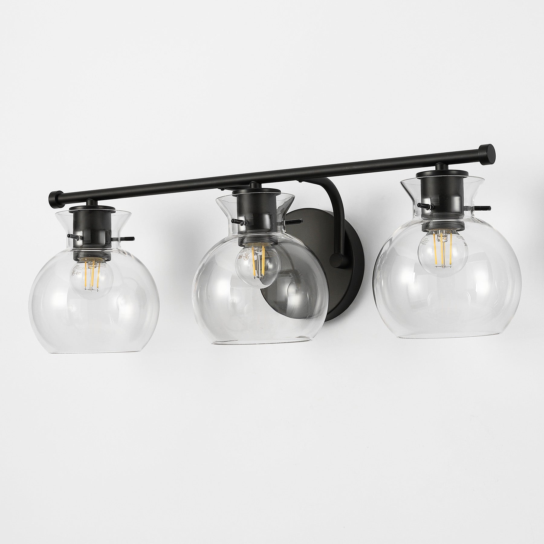 3-Light Bathroom Vanity Light, Modern Wall Light Fixture with Clear Glass Shades