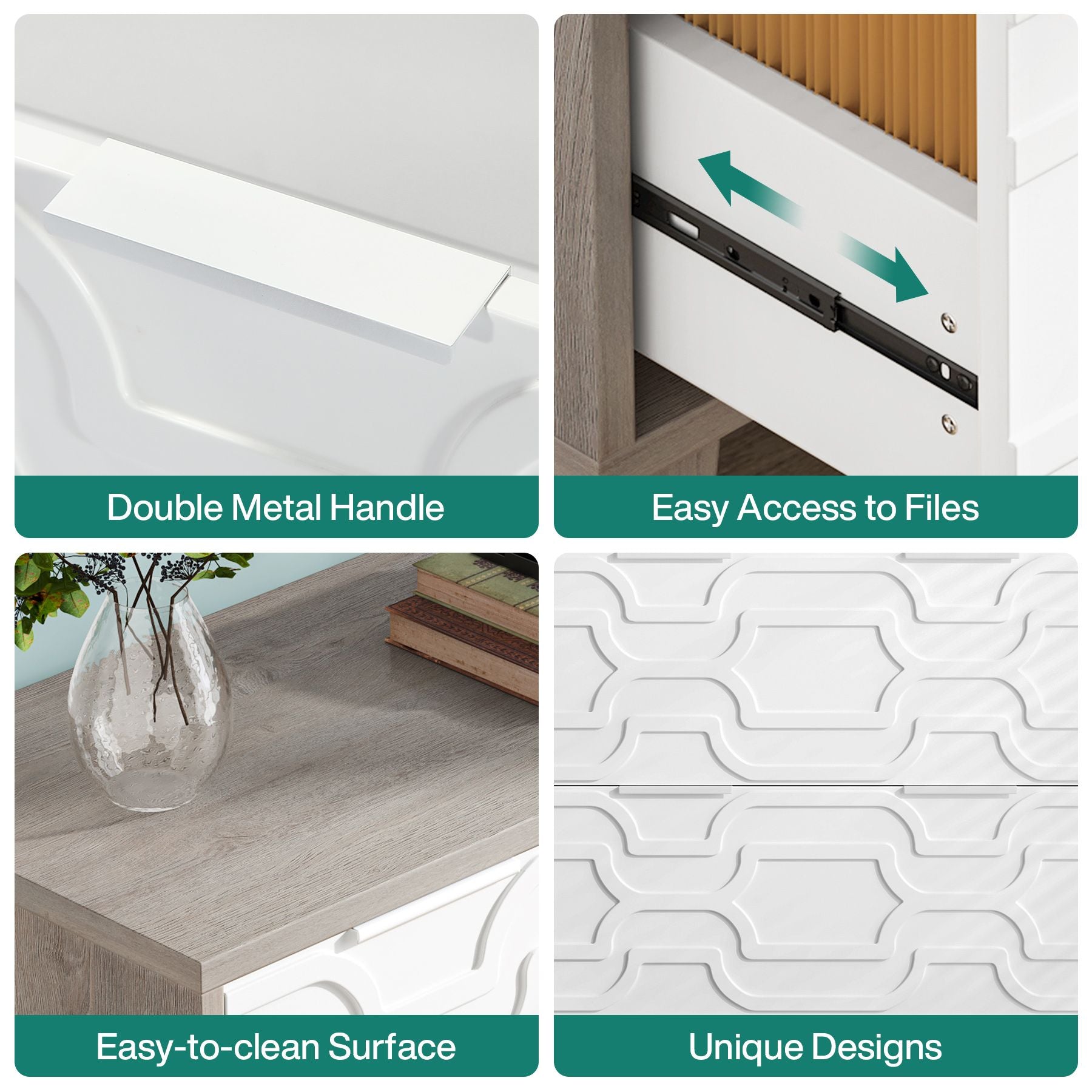 Wood File Cabinet, 2-Drawer Storage Cabinet for A4/Letter/Legal Size Tribesigns