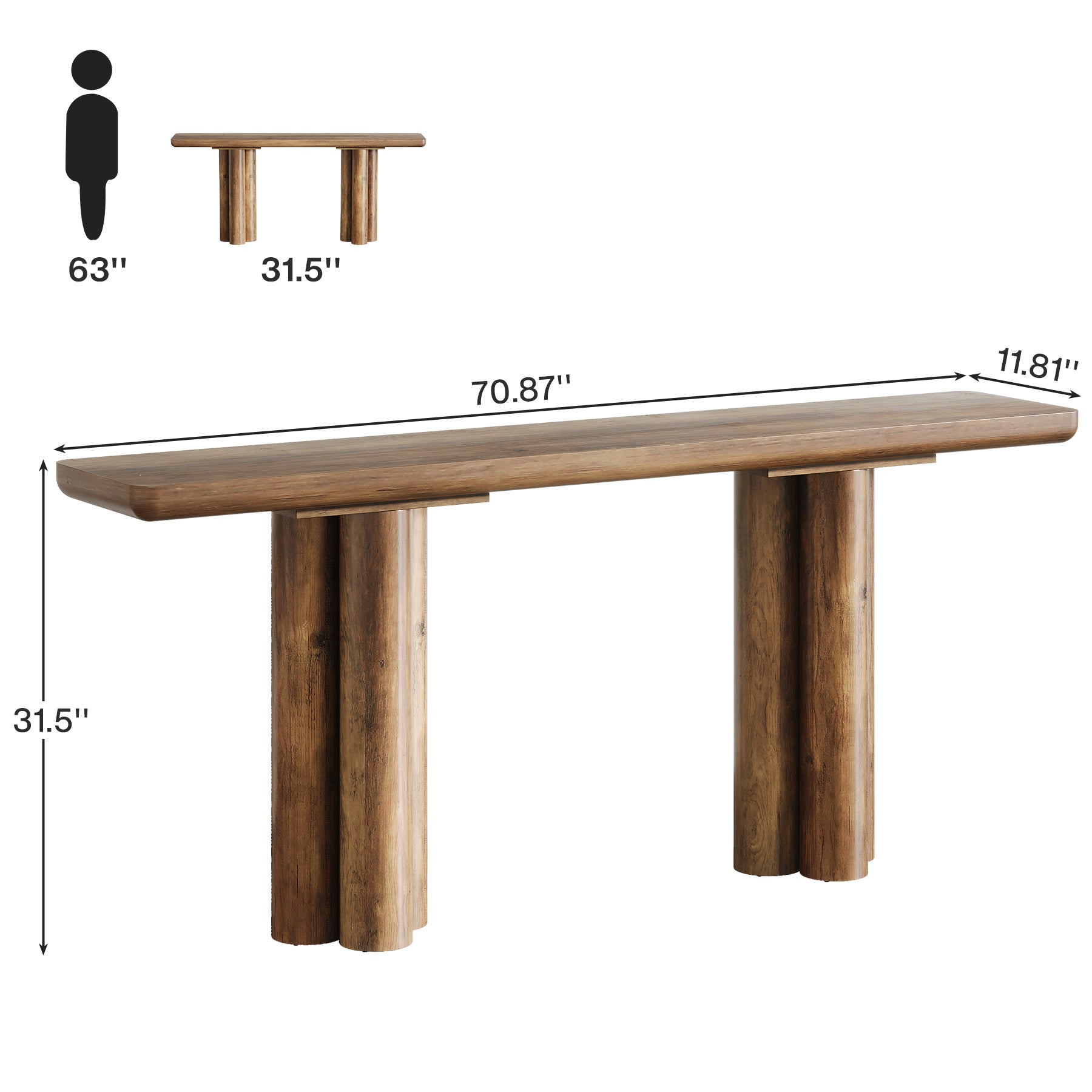 70.8" Console Table, Long Sofa Table Hallway Foyer Table