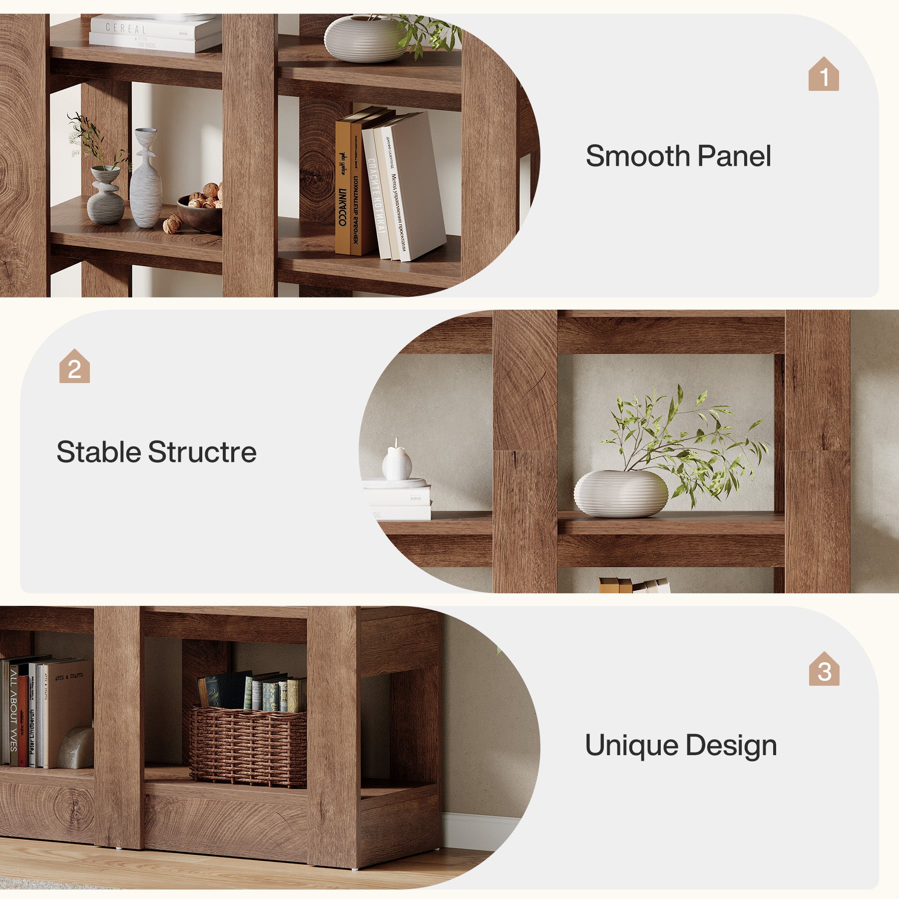 71" Tall Bookshelf, Floorstanding 6-Tier Home Office Bookcase Etagere