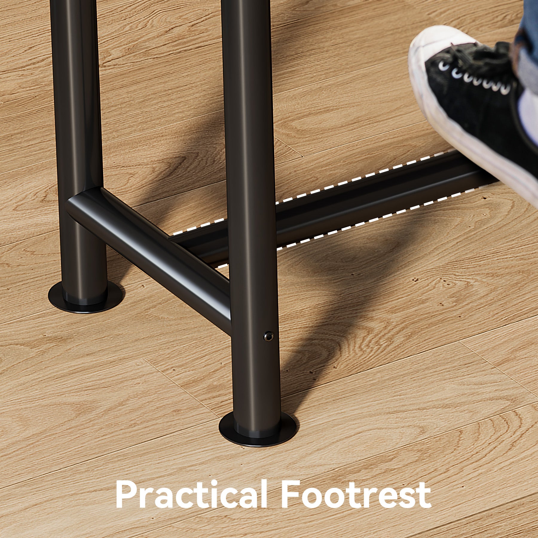 63" Solid Wood Bar Table, Rectangular Counter Height Pub Table with Metal Legs