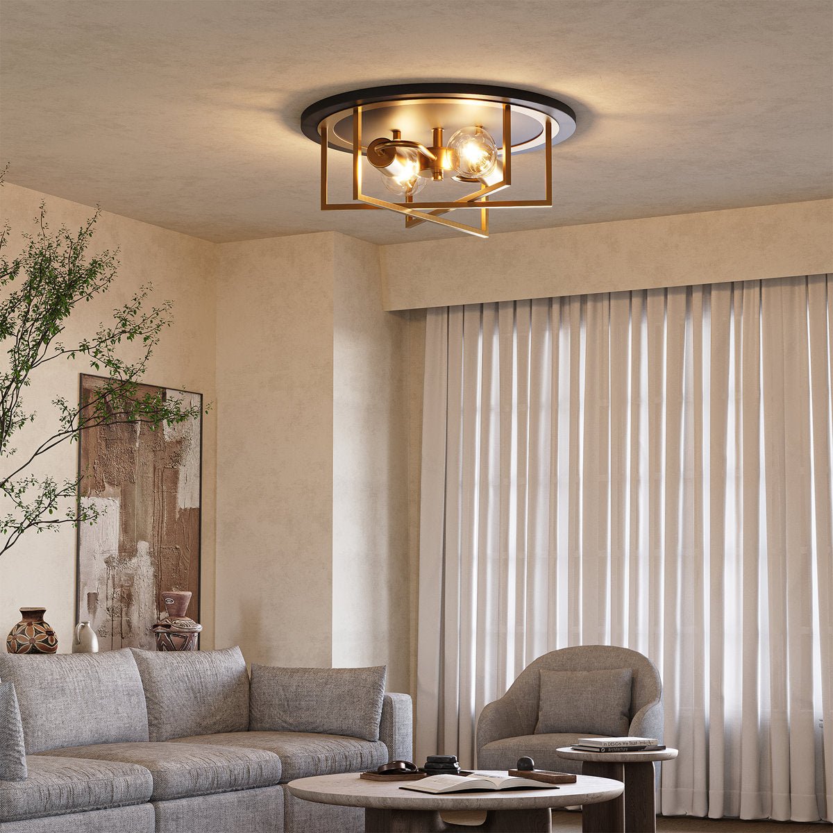 12.99" Ceiling Light Fixtures, 2 - Light Flush Mount Lighting for any Room Tribesigns