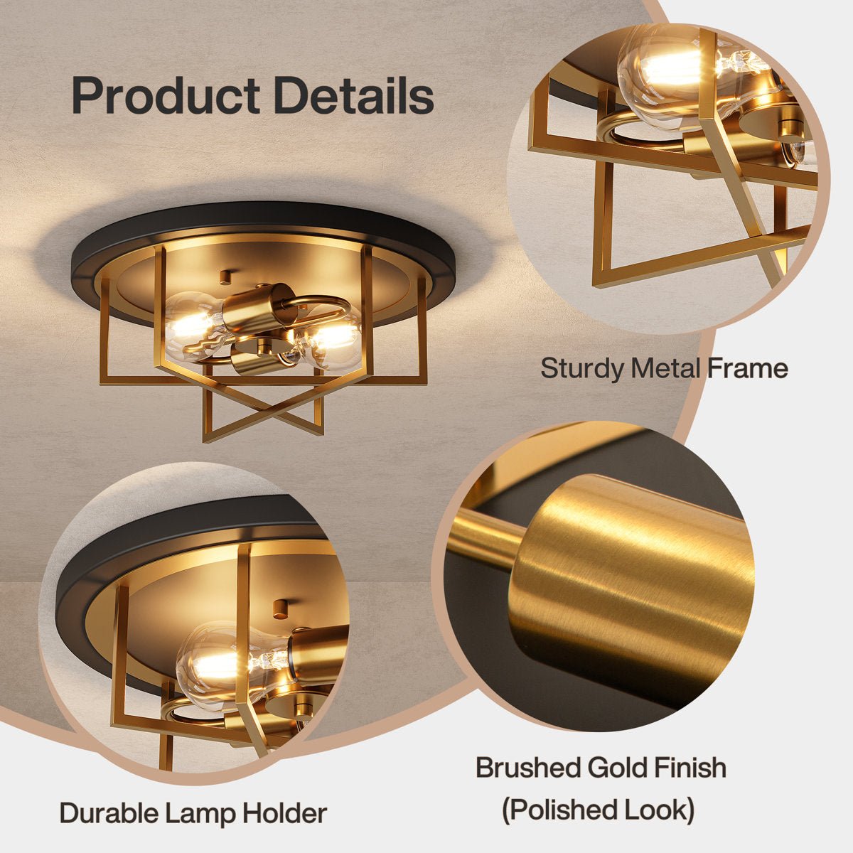 12.99" Ceiling Light Fixtures, 2 - Light Flush Mount Lighting for any Room Tribesigns