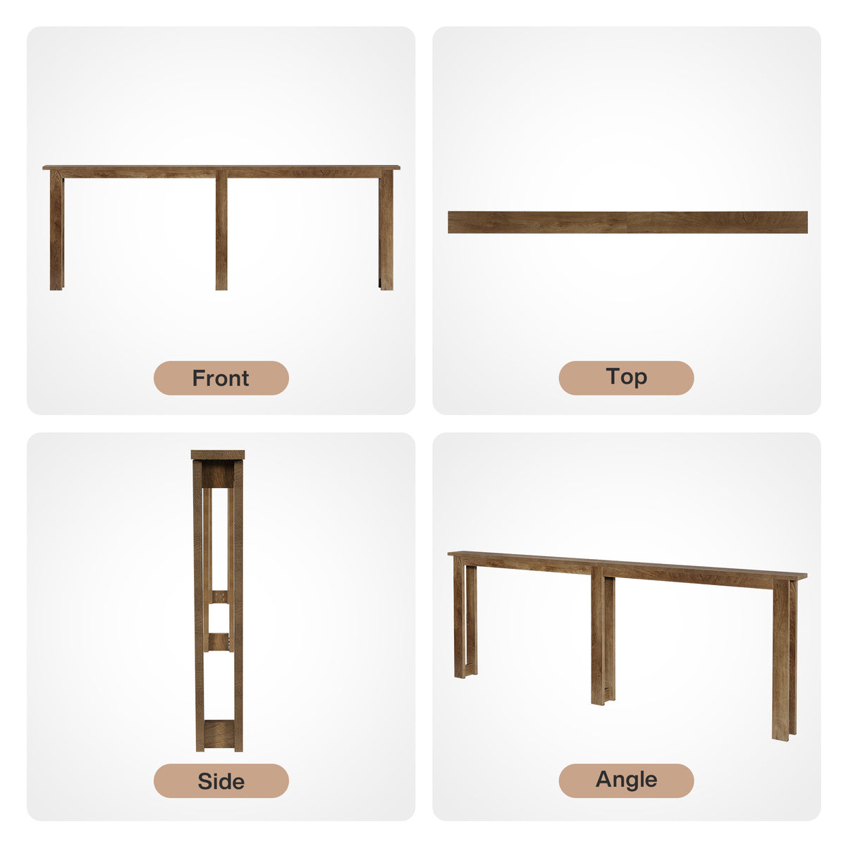 94.5" Narrow Console Table, Behind Couch Sofa Table with 3 Sets U-Shape Legs