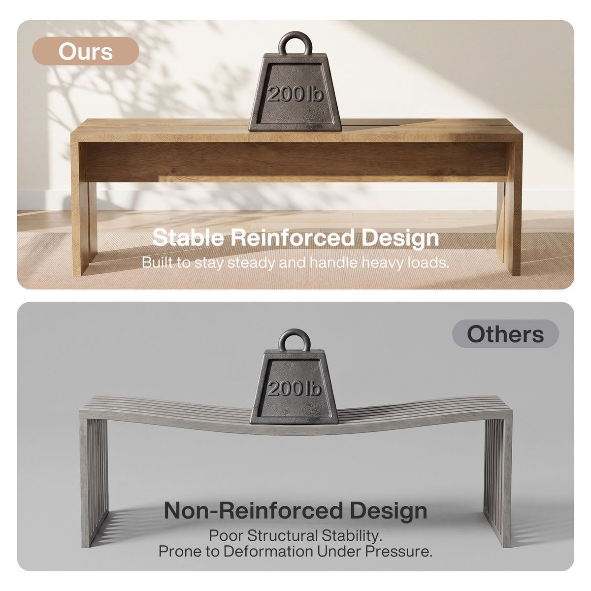 55" Entryway Bench, Modern Shoe Bench End of Bed Bench for Living Room, Bedroom