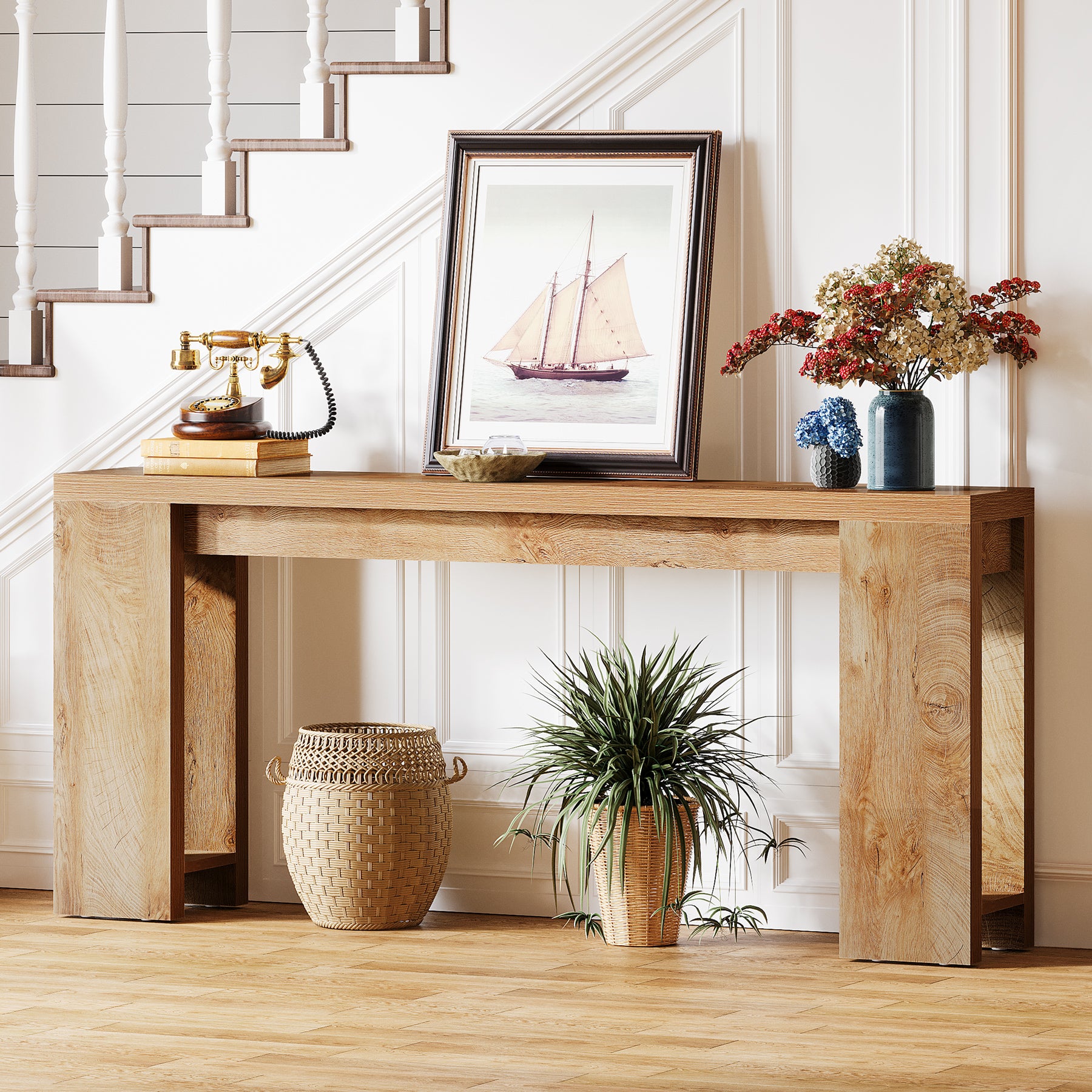 Tribesigns 70.9" Extra Long Console Table, Farmhouse Narrow Sofa Table for Entryway