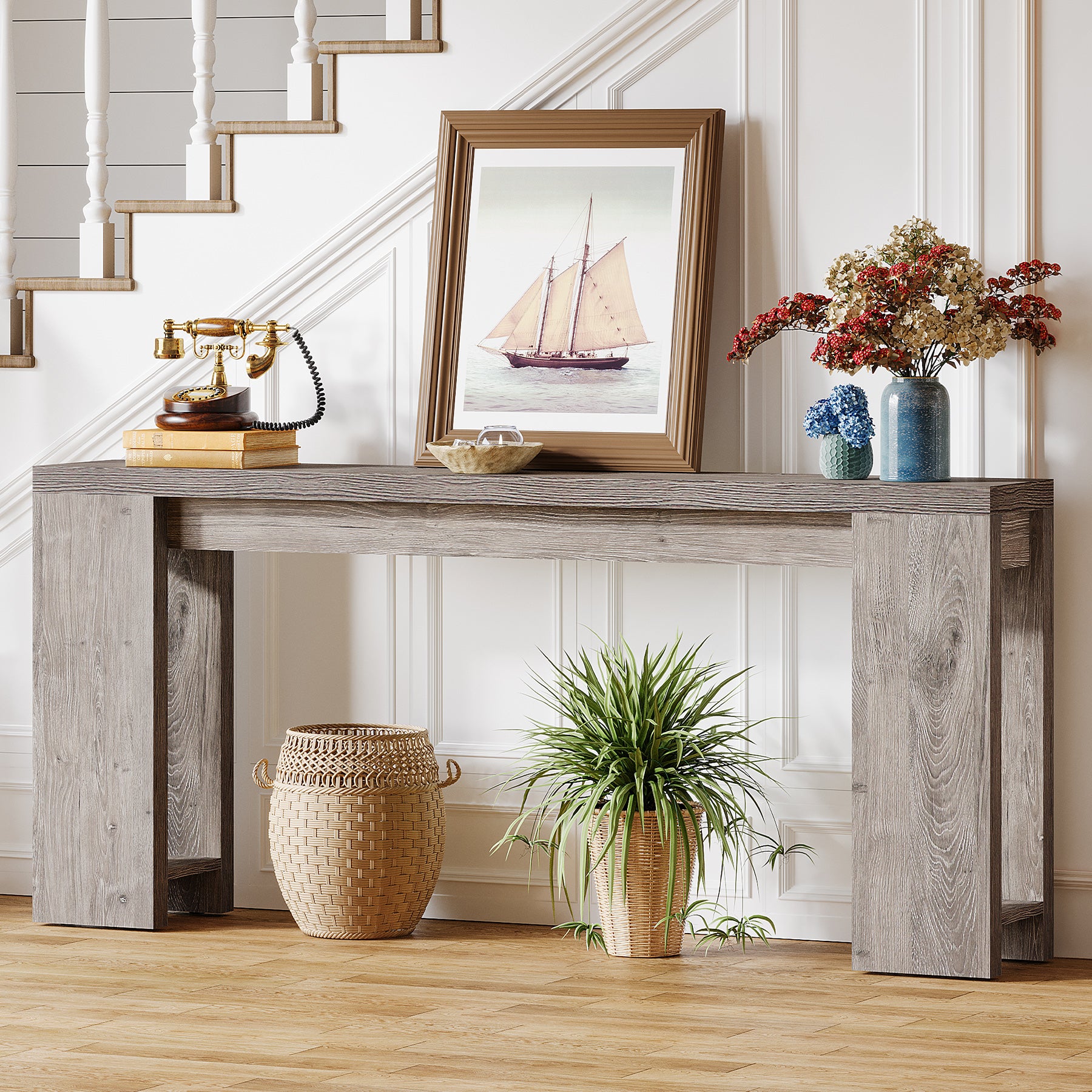Tribesigns 70.9" Extra Long Console Table, Farmhouse Narrow Sofa Table for Entryway