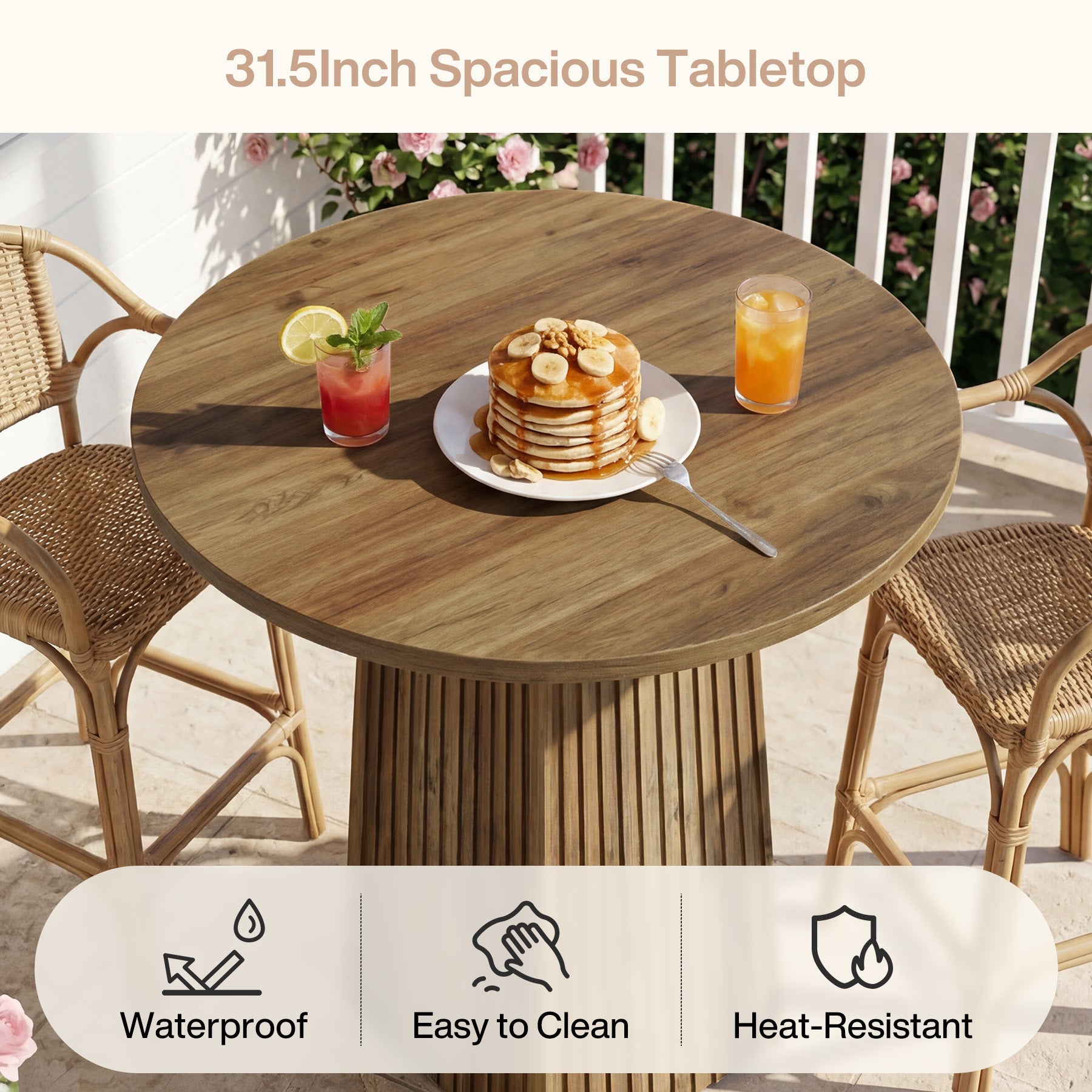 Round Bar Table, 31.5" Pub Table Dining Table for Dining Room, Kitchen