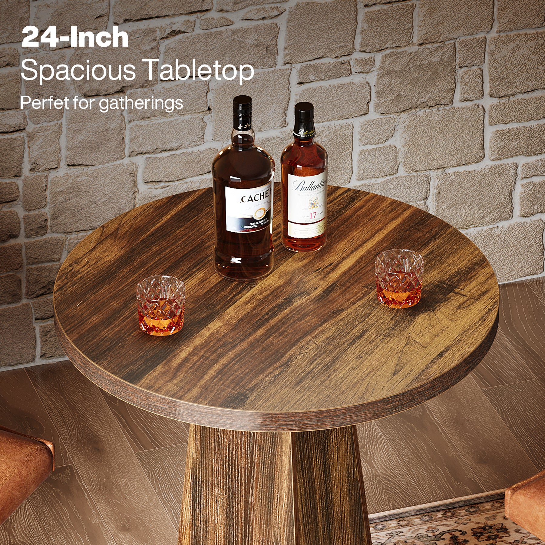 Round Pub Table, Counter Height Bar Table With Footrest Tribesigns