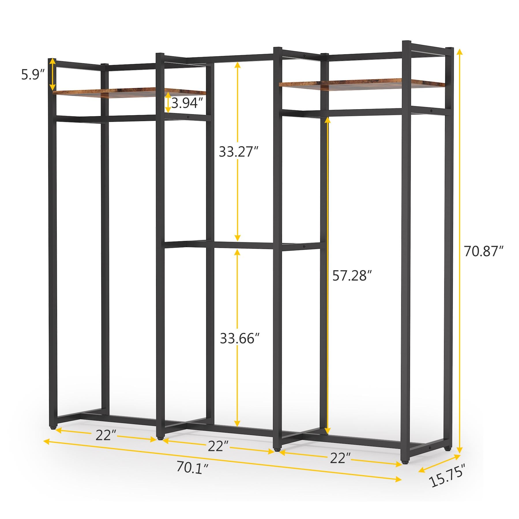 Freestanding Closet Organizer, Large Garment Clothes Rack Tribesigns