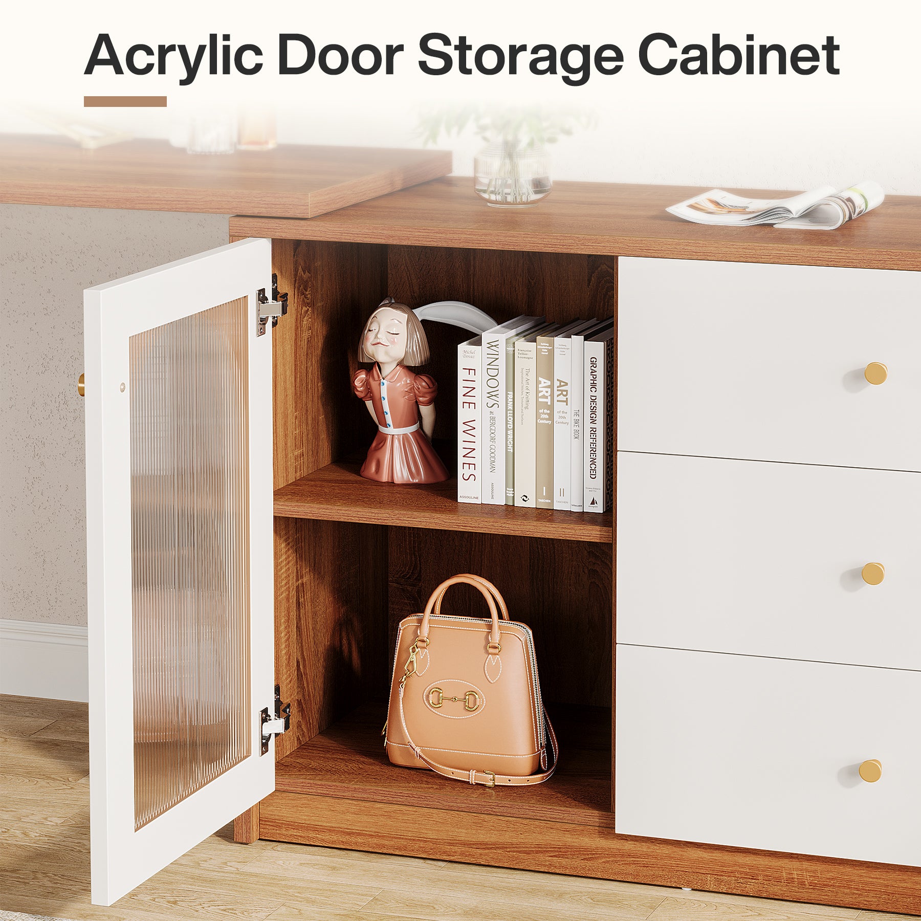 Modern Makeup Vanity, Dressing Table with 3 Drawers and Cabinet