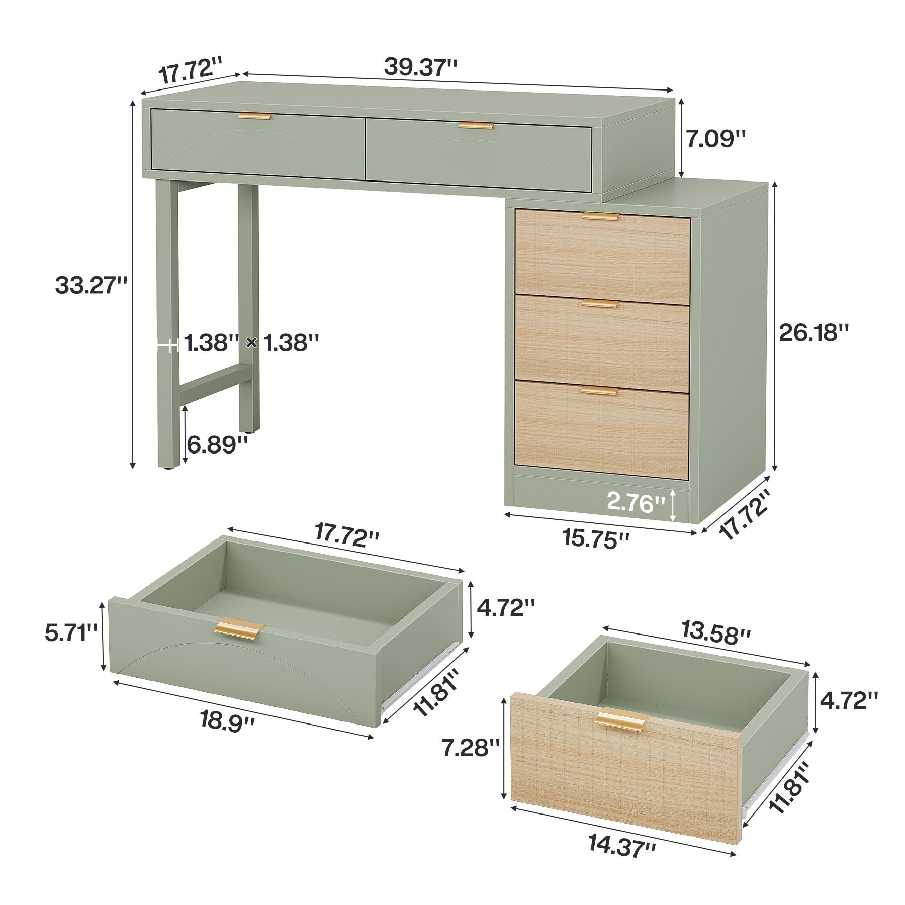 55" Computer Desk, Modern Home Office Desk Study Desk