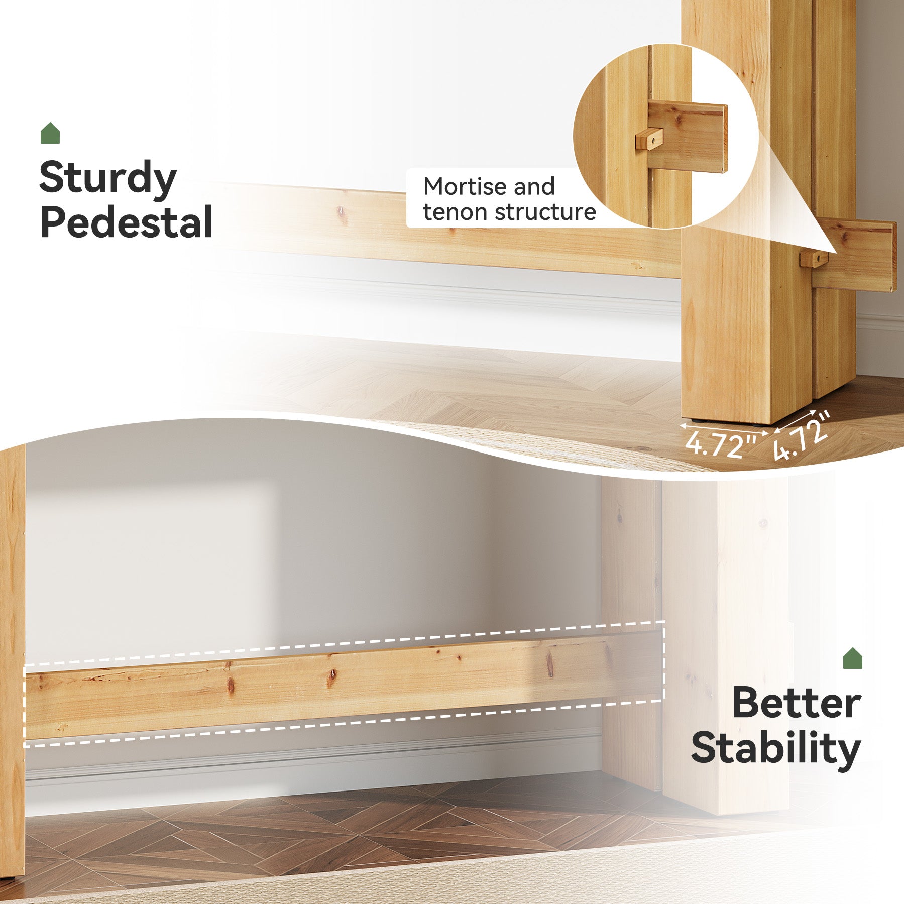 Solid Wood Console Table, 63" Sofa Entryway Table with Stable Leg