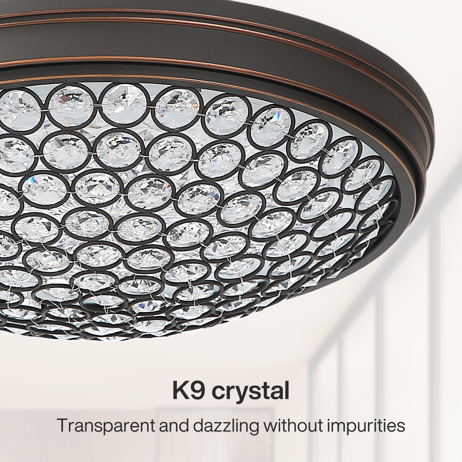 13" Ceiling Light Fixture, LED Flush Mount Ceiling Light with Modern Crystal