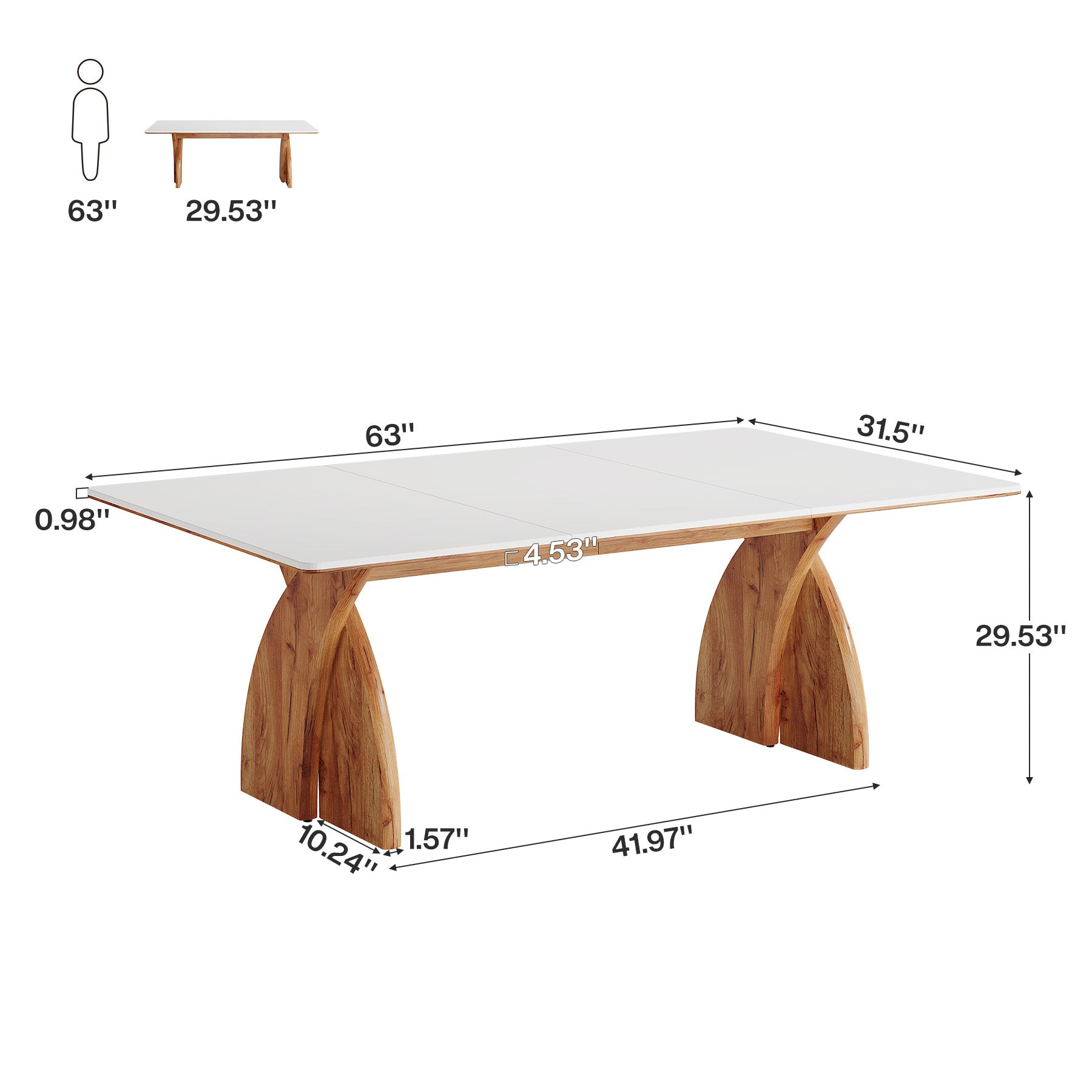 63" Executive Desk, Modern Computer Desk with Heavy Duty Legs