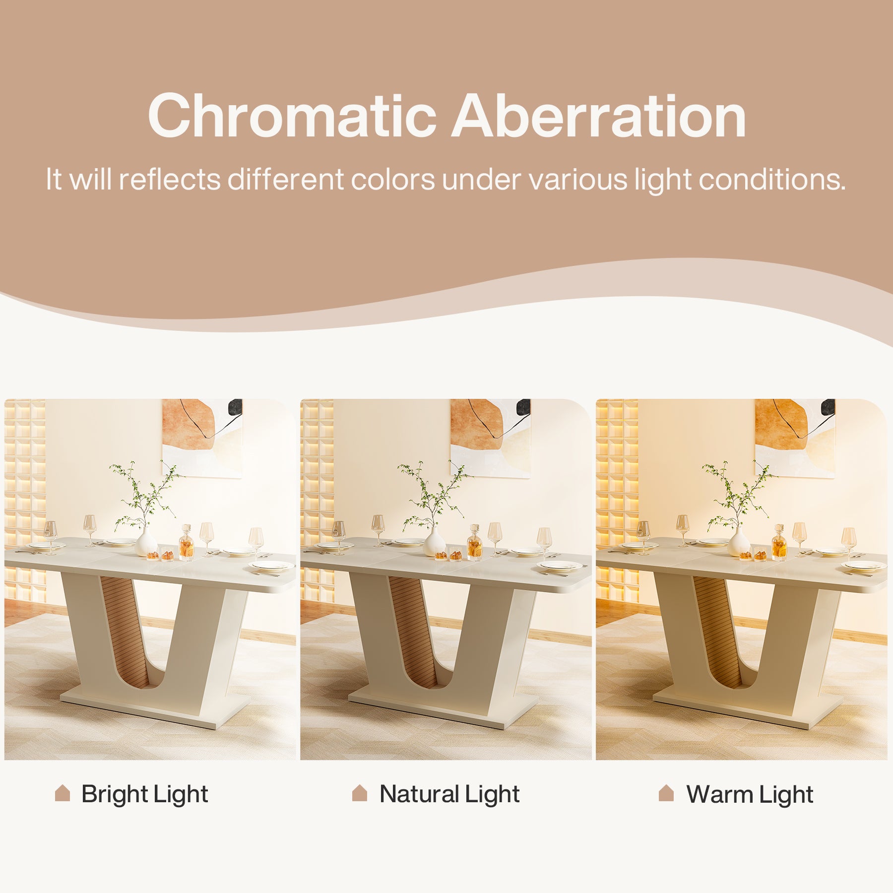 55" Dining Table, Modern Kitchen Table With U-shaped Base