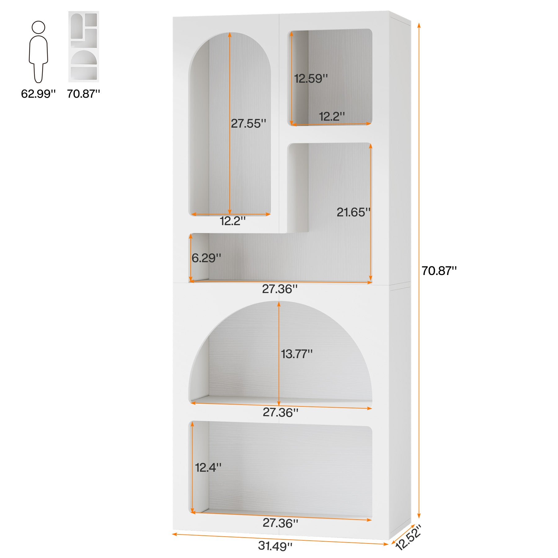 70.8" Bookshelf, Geometric Bookcase Display Shelf with 5 Irregular Storage Shelves