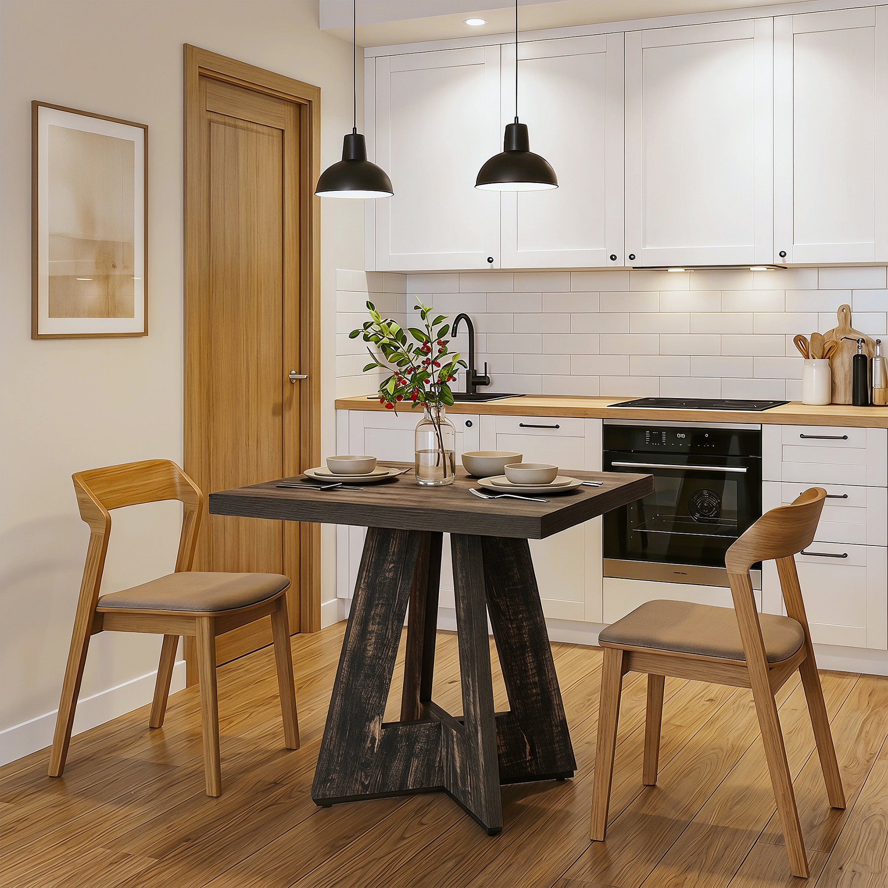 31.5" Dining Table, Square Kitchen Dinner Table for 2-4 People