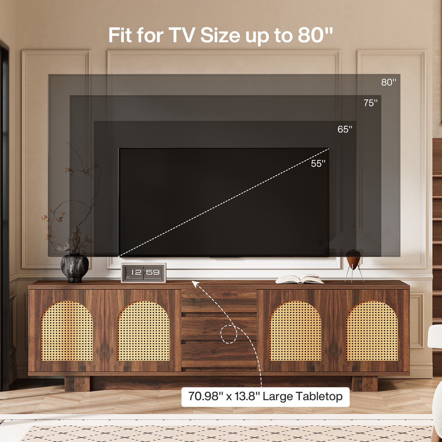 70.9" TV Stand with Storage and Drawers for TVs up to 80"