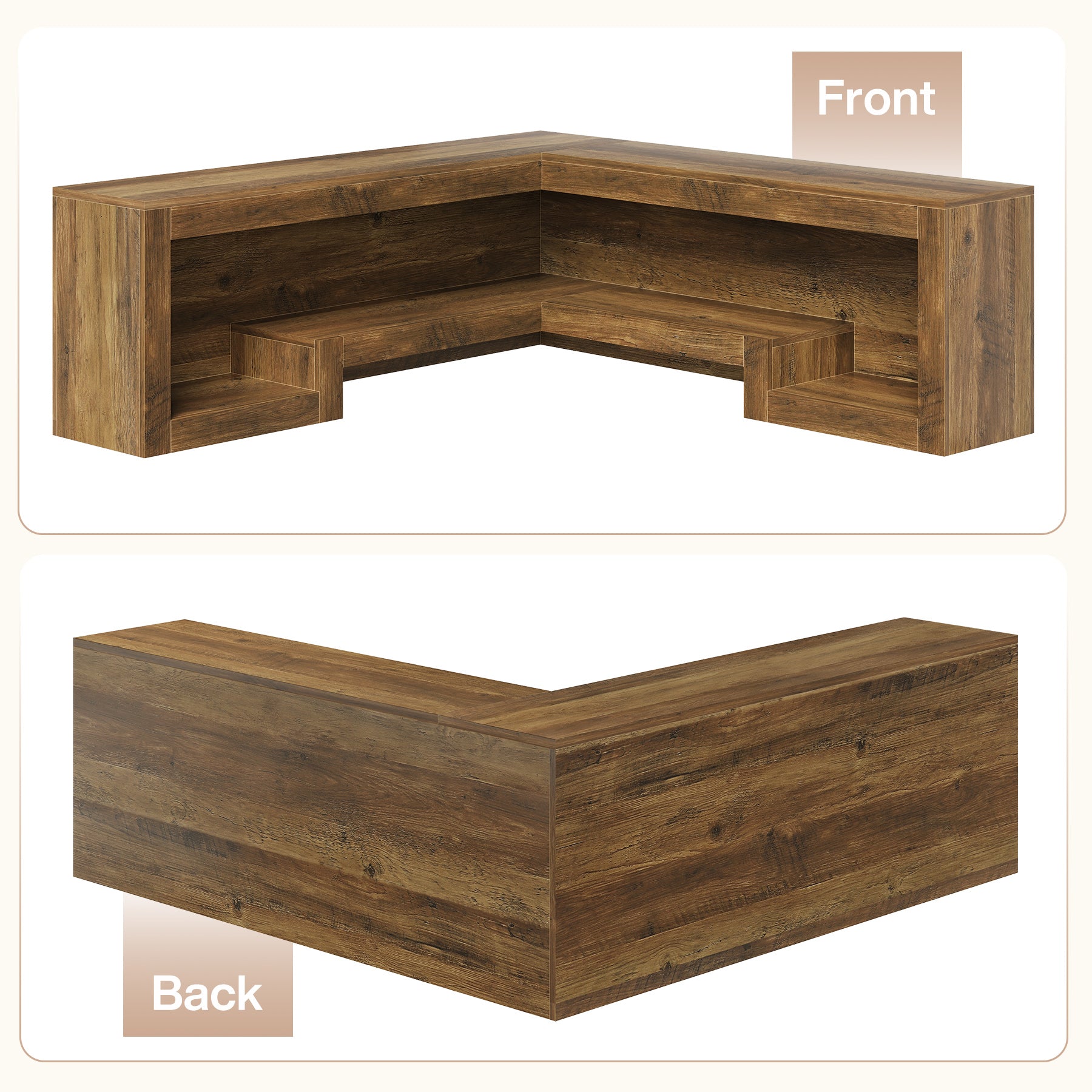55“ L-Shaped Corner Bench, wooden Breakfast Nook Bench With Storage For Entryway
