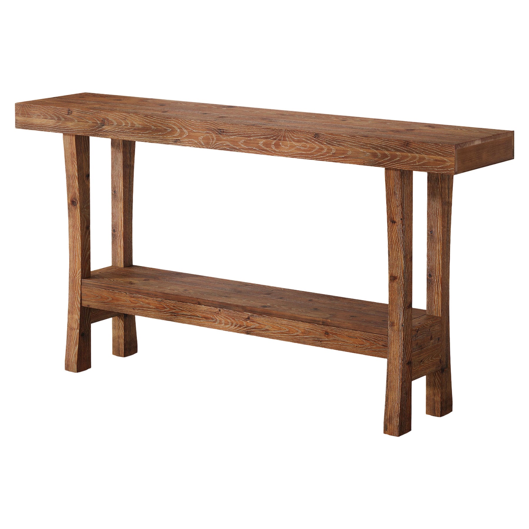 63" Farmhouse Solid Wood Console Table, Narrow Entryway Table with 2-Tier Storage Shelf for Hallway & Behind Sofa