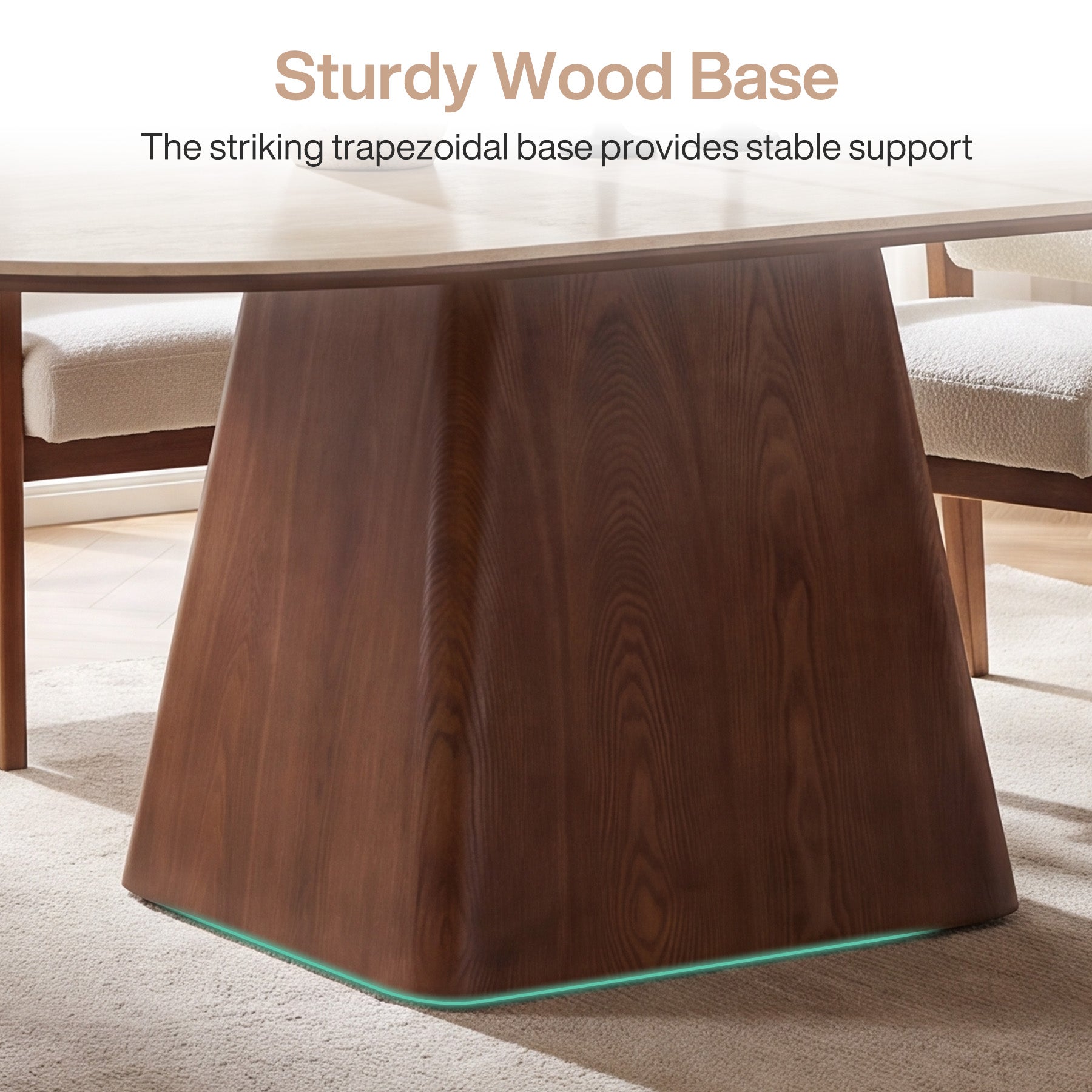 63" Oval Sintered Stone Dining Table with Solid Wood Pedestal Base for 4-6