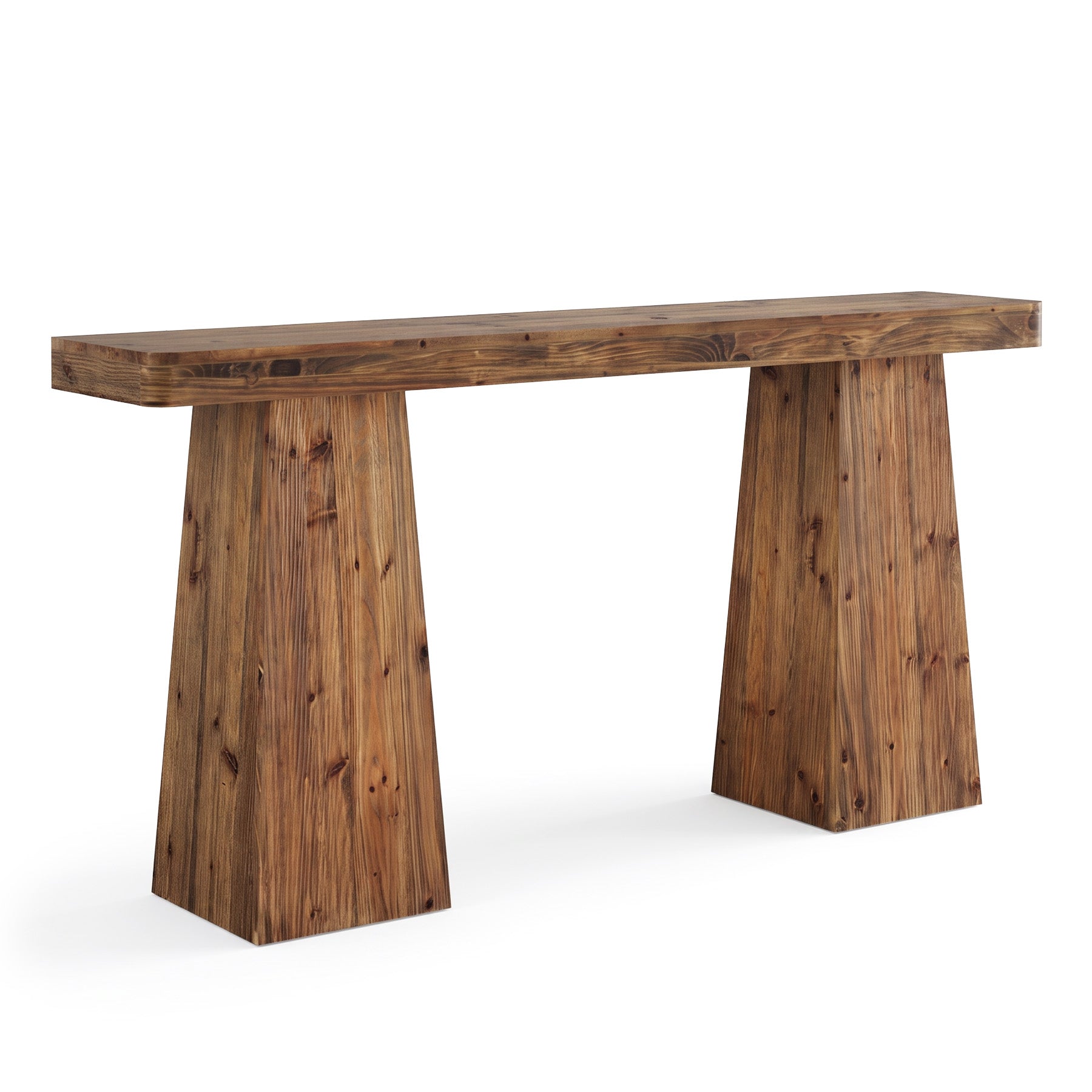 63" Farmhouse Console Table, Solid Wood Sofa Table Behind Couch with Extra-wide Legs